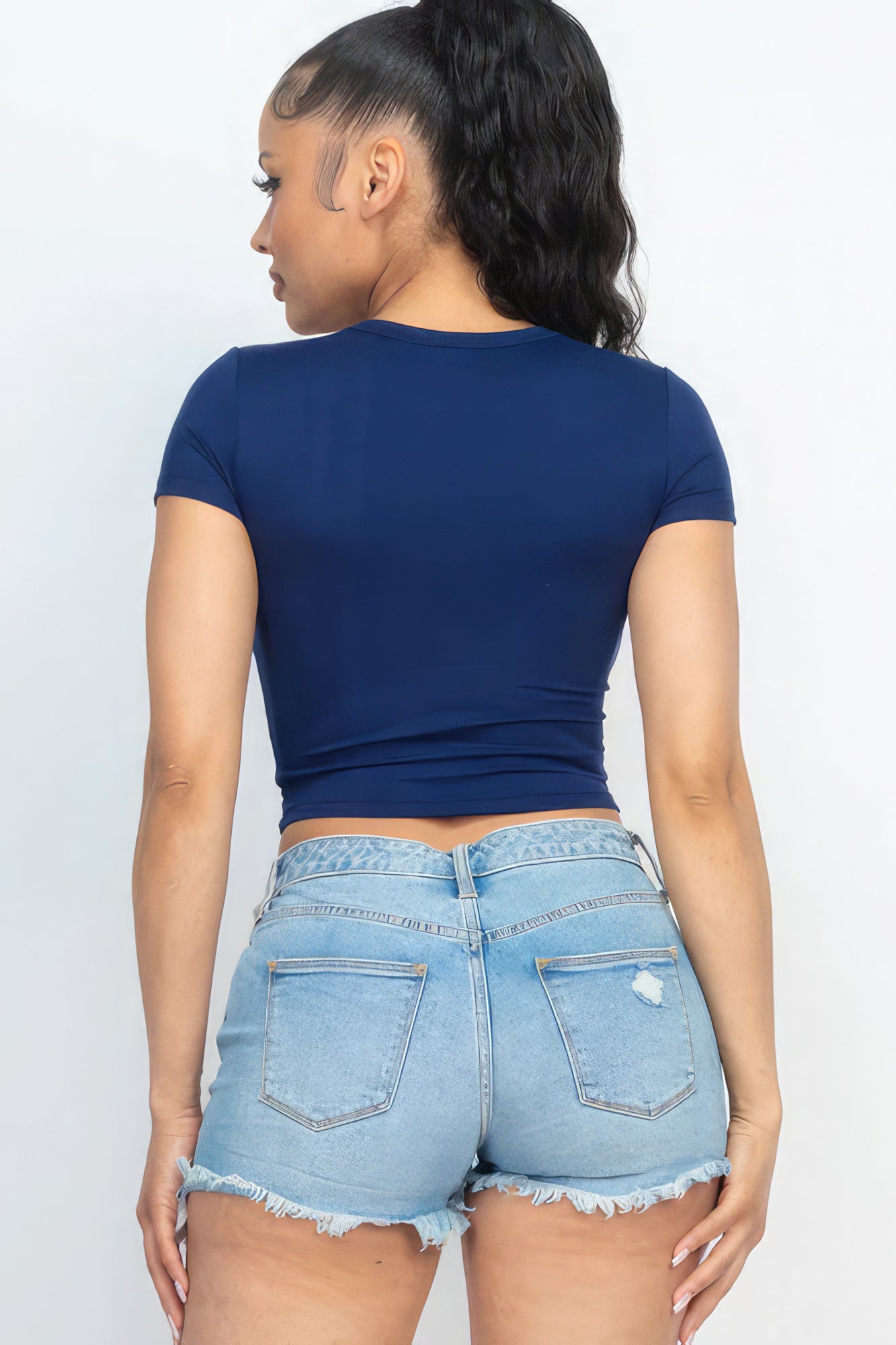 Short Sleeve Roundneck Crop Top - ThingsWeUseAndLove 