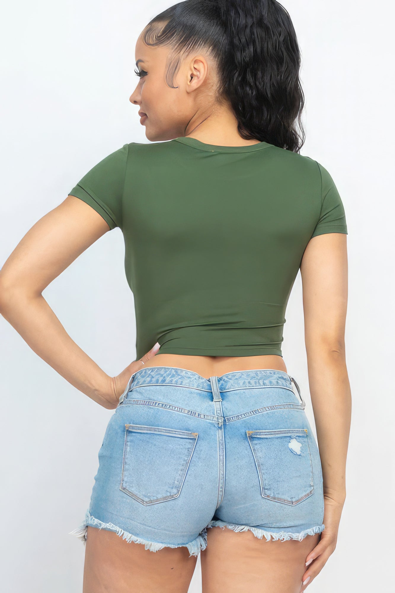 Short Sleeve Roundneck Crop Top - ThingsWeUseAndLove 