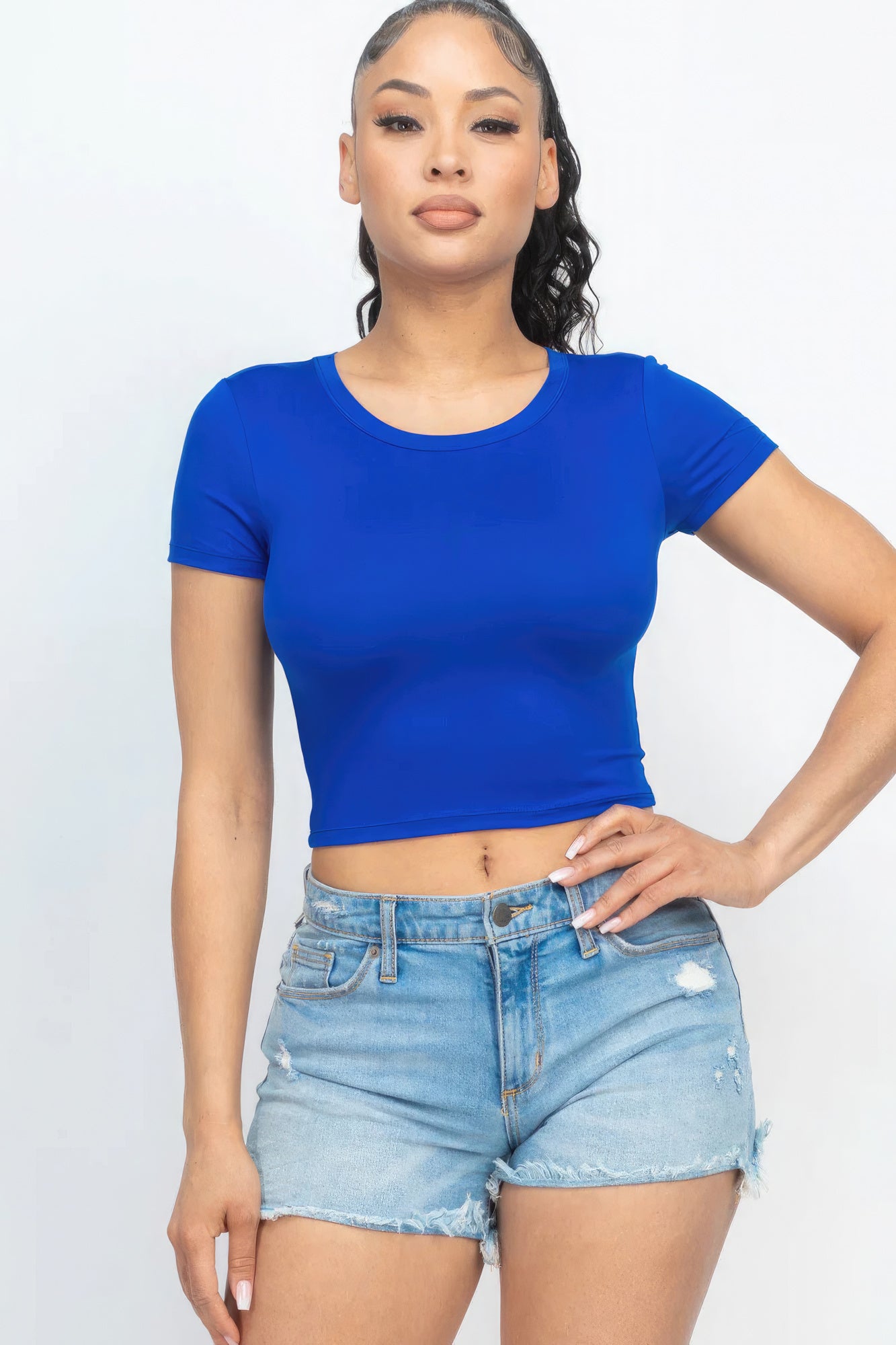 Short Sleeve Roundneck Crop Top - ThingsWeUseAndLove 