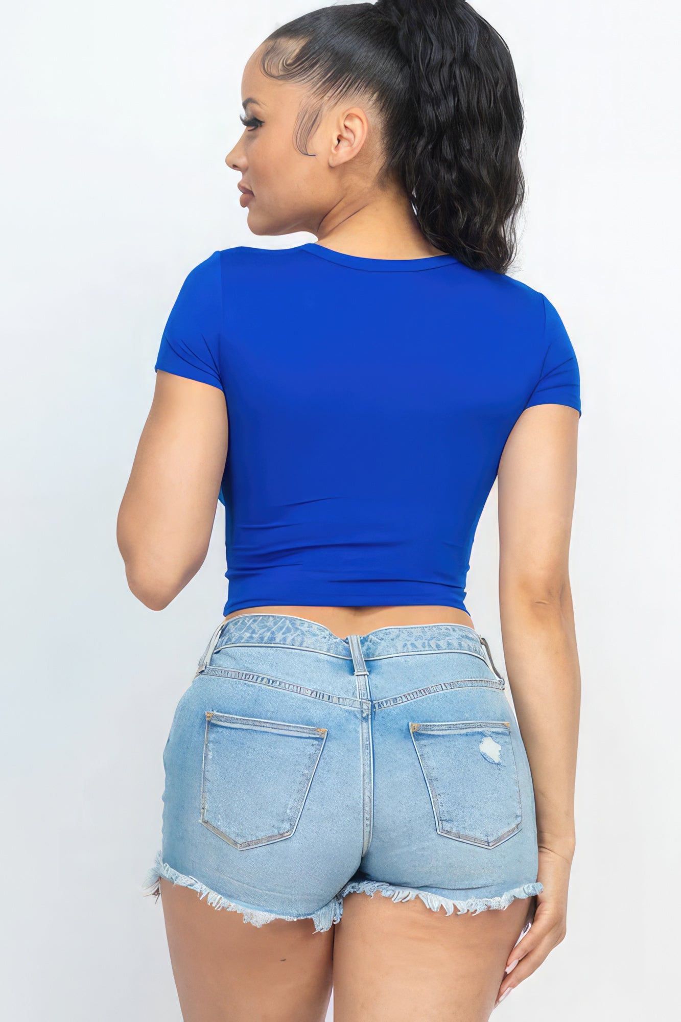 Short Sleeve Roundneck Crop Top - ThingsWeUseAndLove 