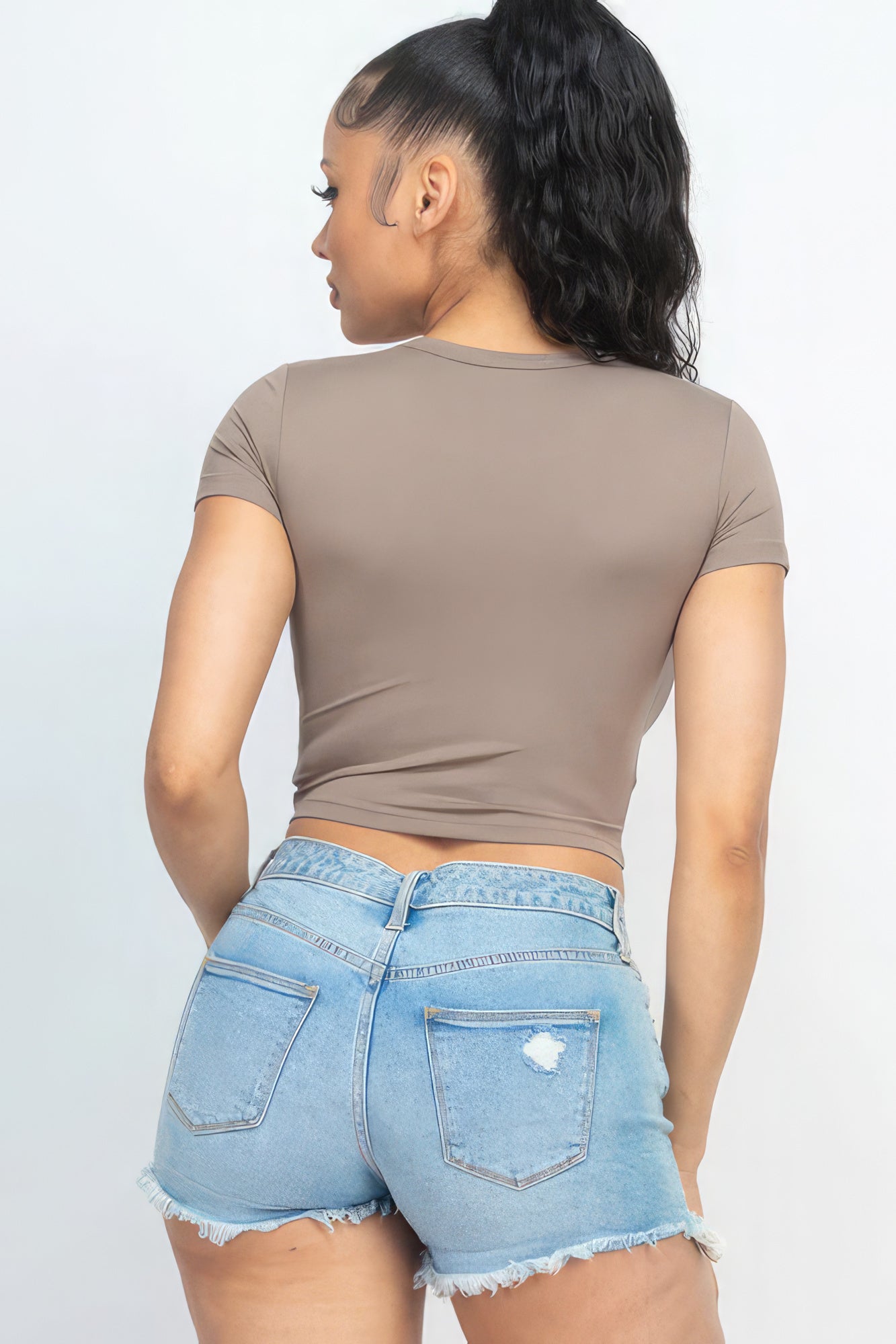 Short Sleeve Roundneck Crop Top - ThingsWeUseAndLove 