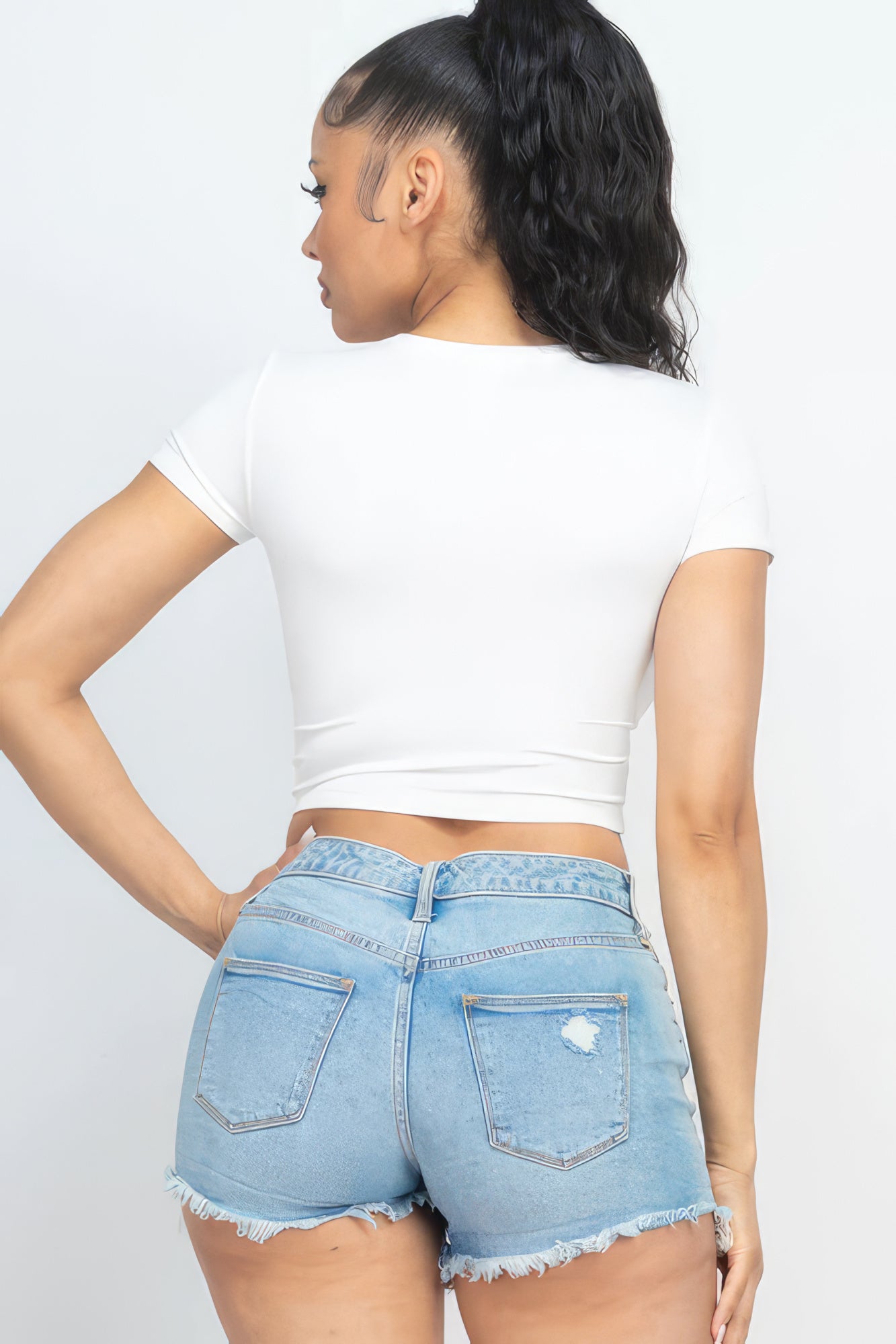 Short Sleeve Roundneck Crop Top - ThingsWeUseAndLove 