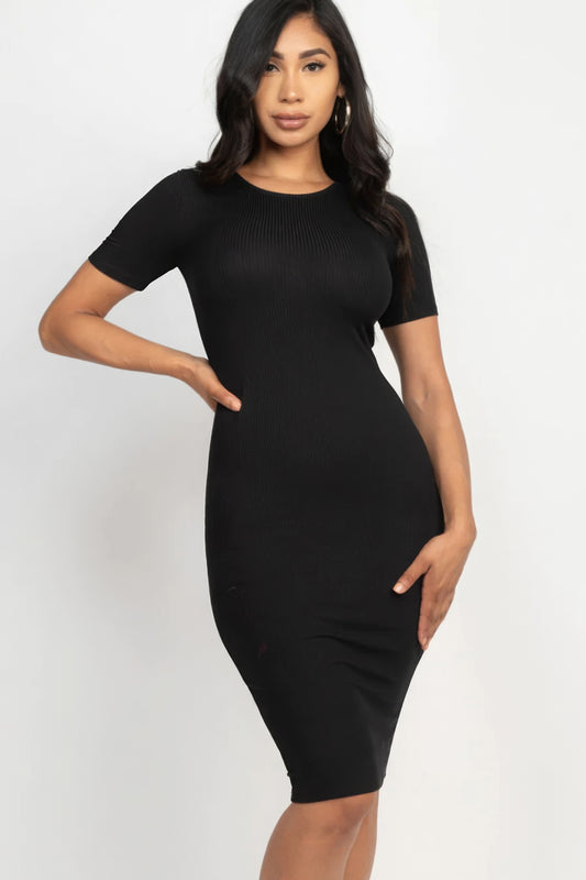 Ribbed Bodycon Midi Dress - ThingsWeUseAndLove 