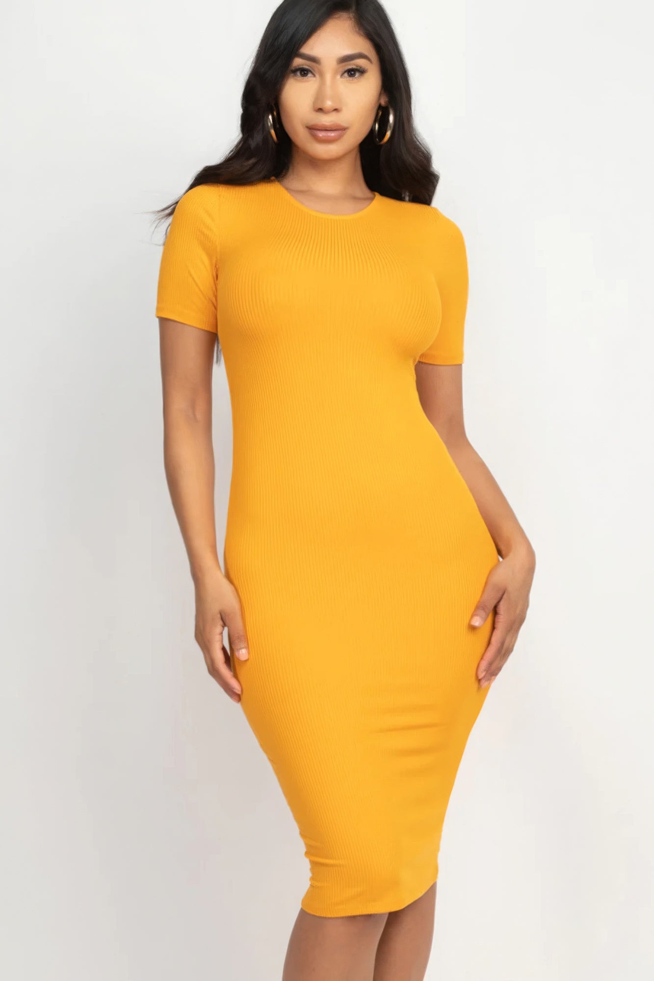 Ribbed Bodycon Midi Dress - ThingsWeUseAndLove 