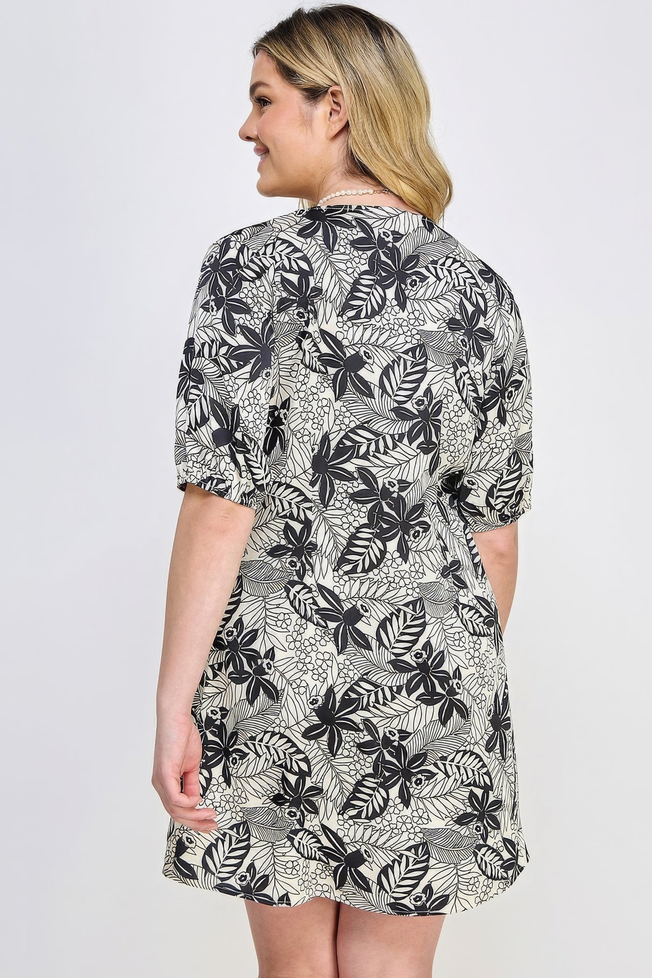 Lena  Botanical Print Front Tie Dress - ThingsWeUseAndLove 