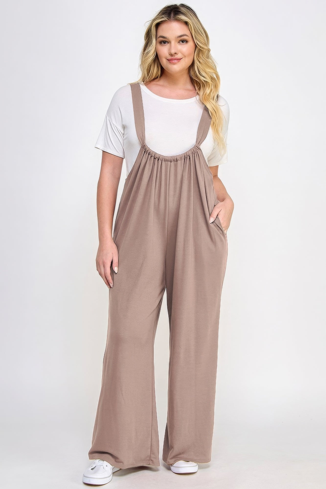 French Terry Wide Leg Jumpsuit Overalls - ThingsWeUseAndLove 