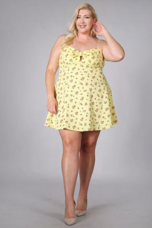 Plus Size Floral Fit And Flare Dress - ThingsWeUseAndLove 