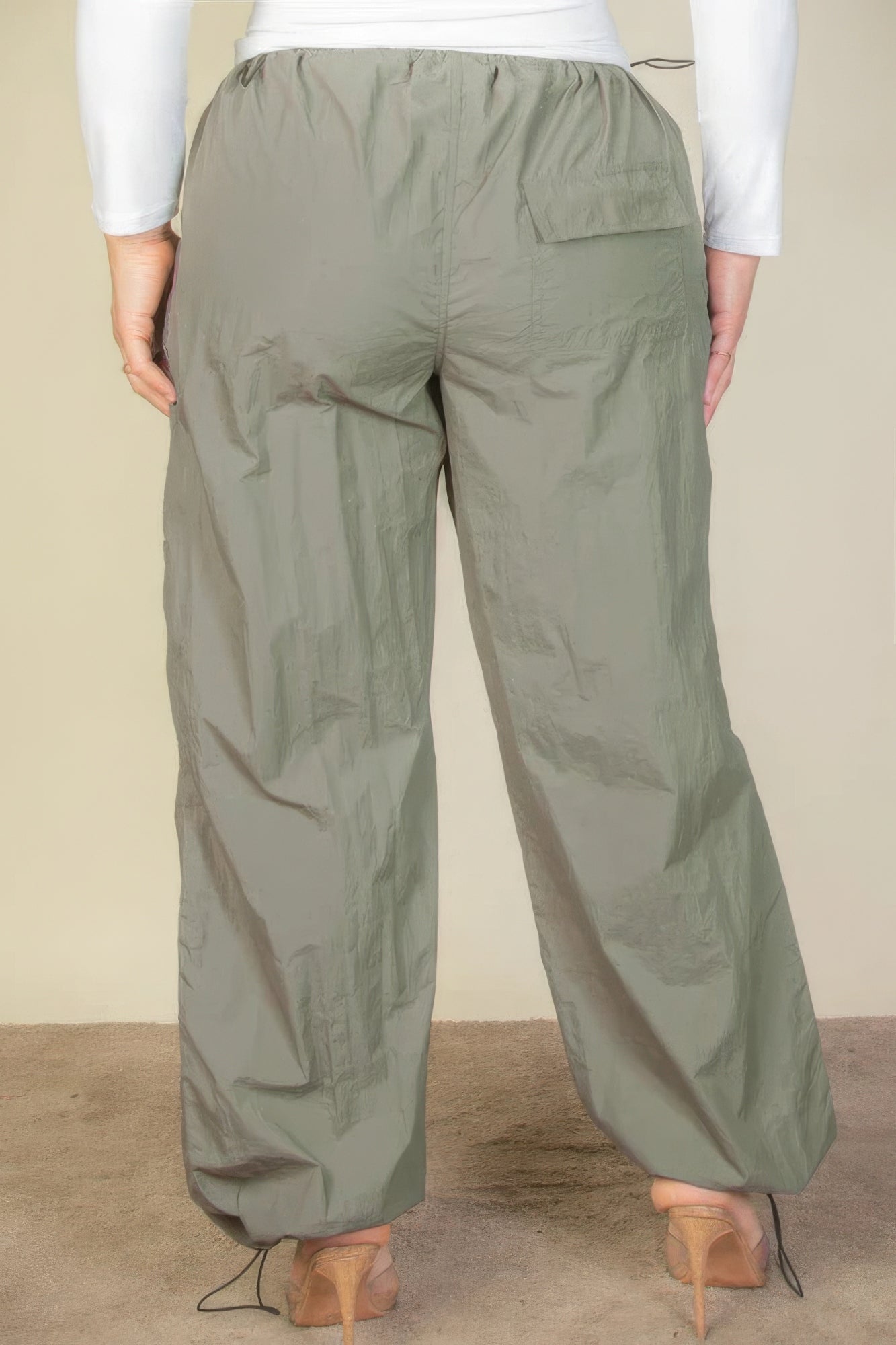 Plus Size Drawstring Waist Parachute Pants - ThingsWeUseAndLove 