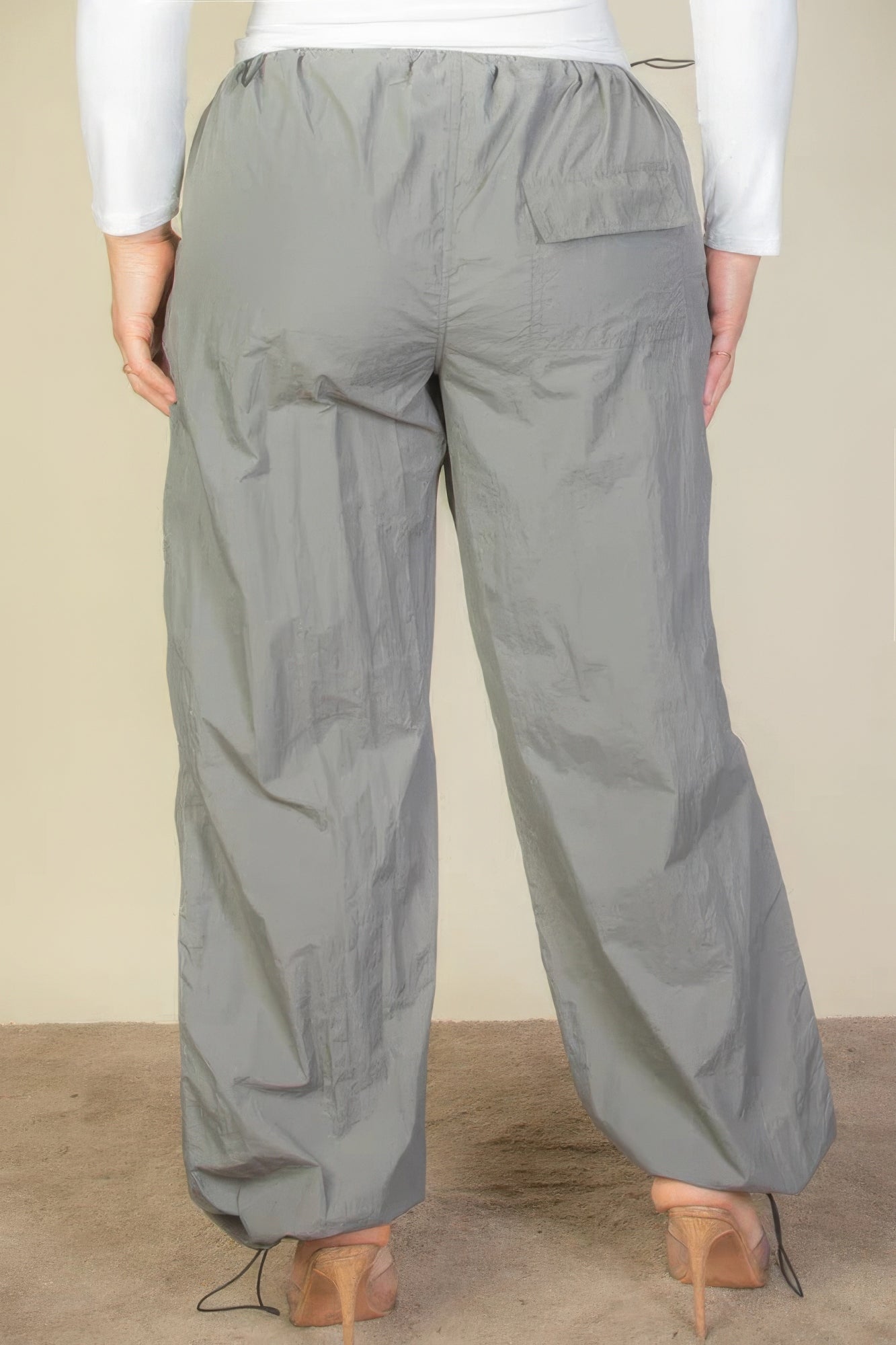 Plus Size Drawstring Waist Parachute Pants - ThingsWeUseAndLove 