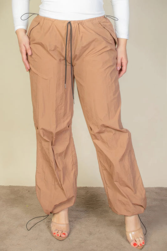 Plus Size Drawstring Waist Parachute Pants - ThingsWeUseAndLove 