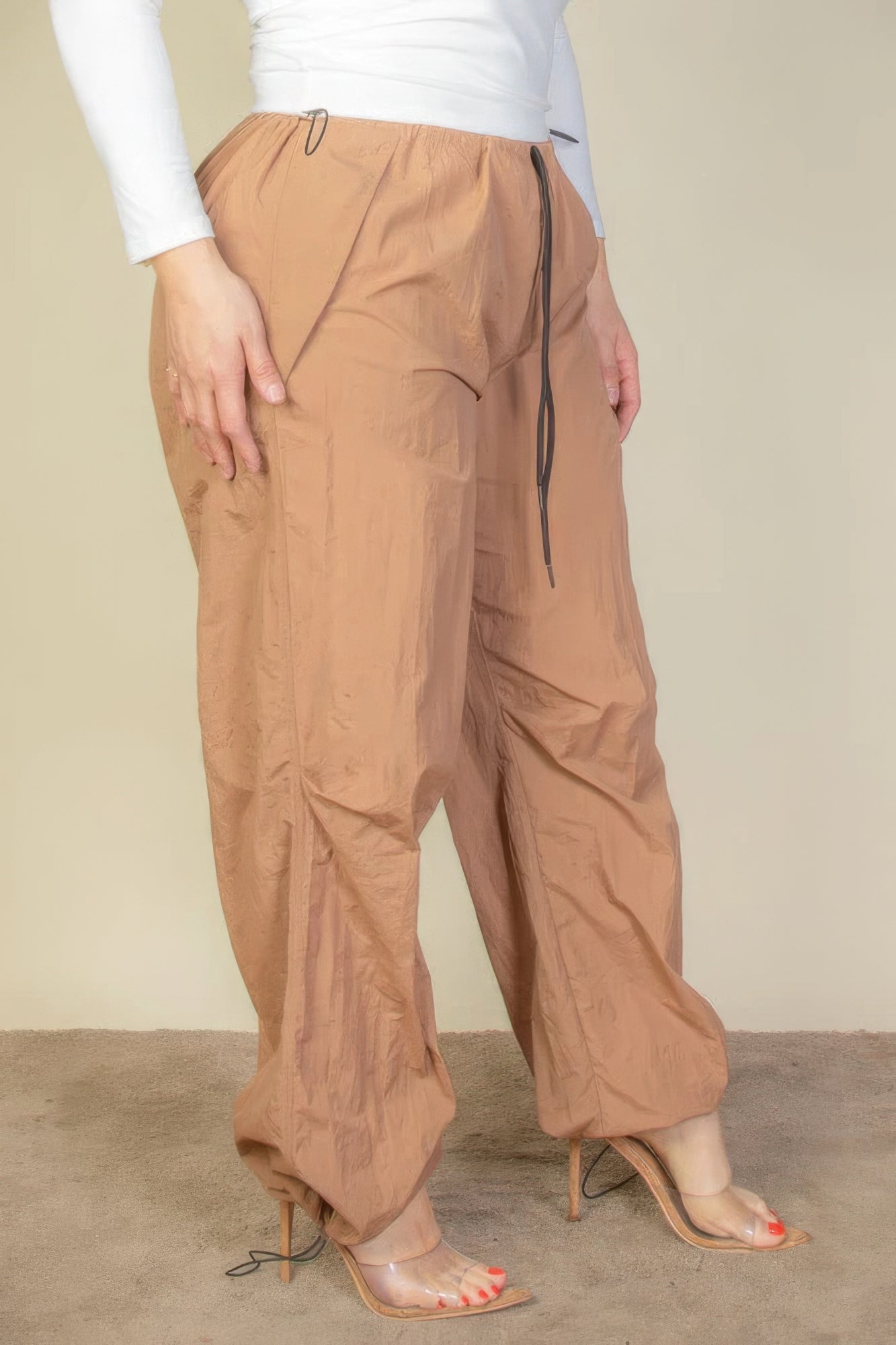 Plus Size Drawstring Waist Parachute Pants - ThingsWeUseAndLove 