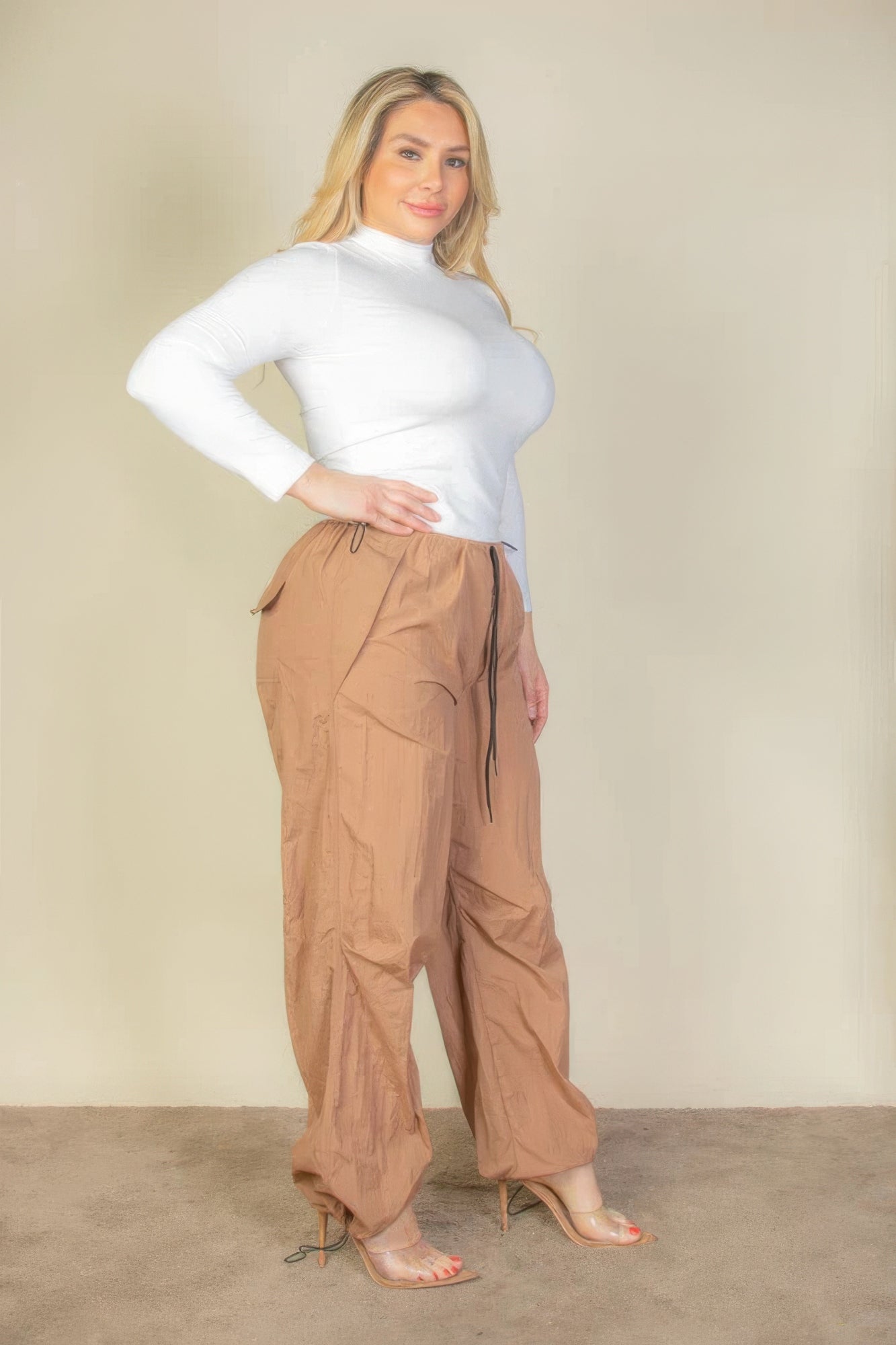 Plus Size Drawstring Waist Parachute Pants - ThingsWeUseAndLove 