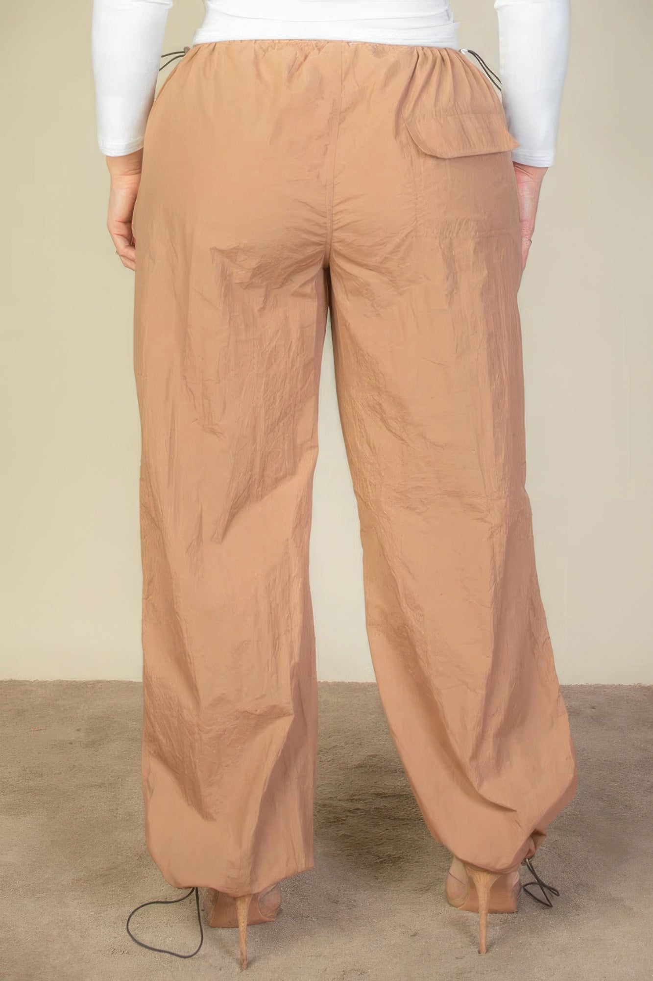 Plus Size Drawstring Waist Parachute Pants - ThingsWeUseAndLove 