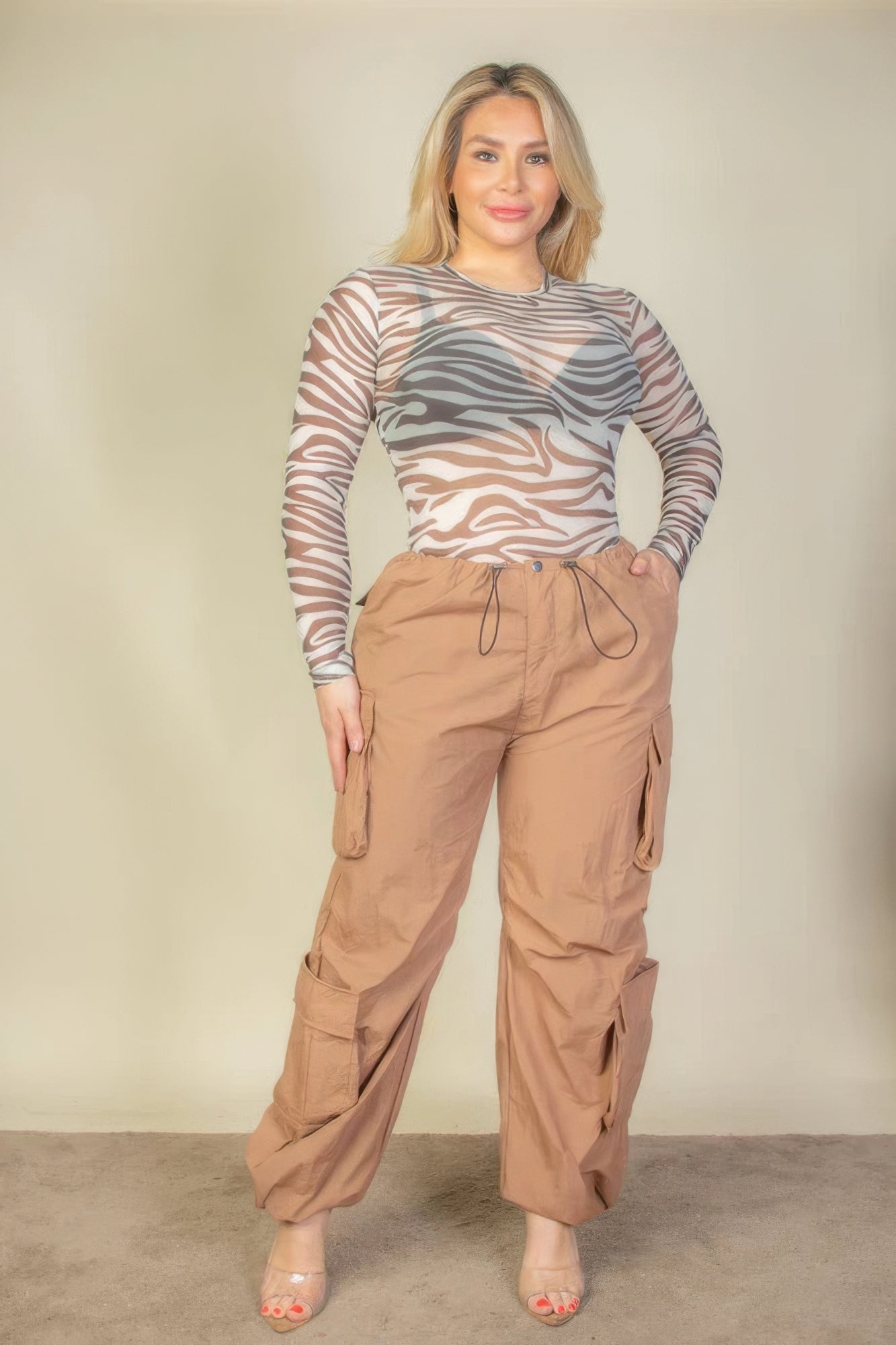 Plus Size Flap Pockets Drawstring Ruched Parachute Pants - ThingsWeUseAndLove 