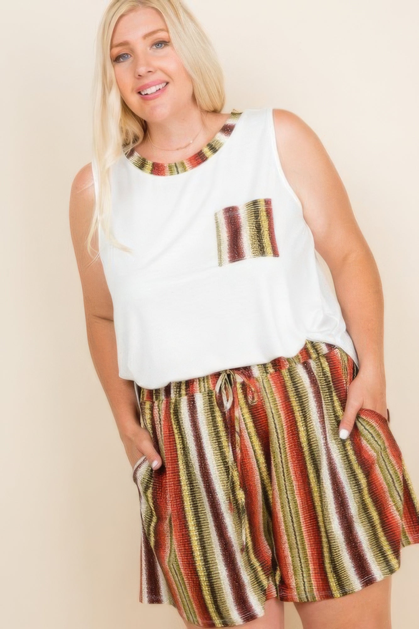 Plus Size Solid Sleeveless French Terry Tank Top - ThingsWeUseAndLove 