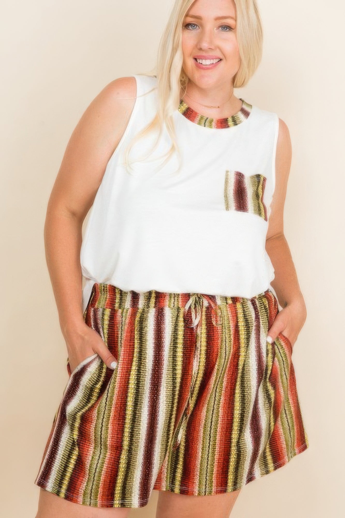 Plus Size Solid Sleeveless French Terry Tank Top - ThingsWeUseAndLove 