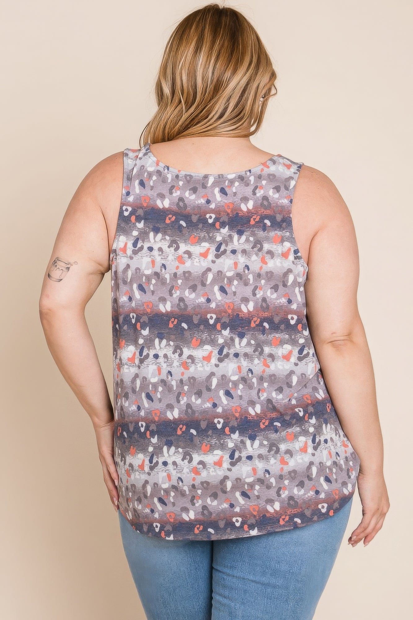 Plus Size Multi Tie Dye Animal Printed Tunic Tank - ThingsWeUseAndLove 