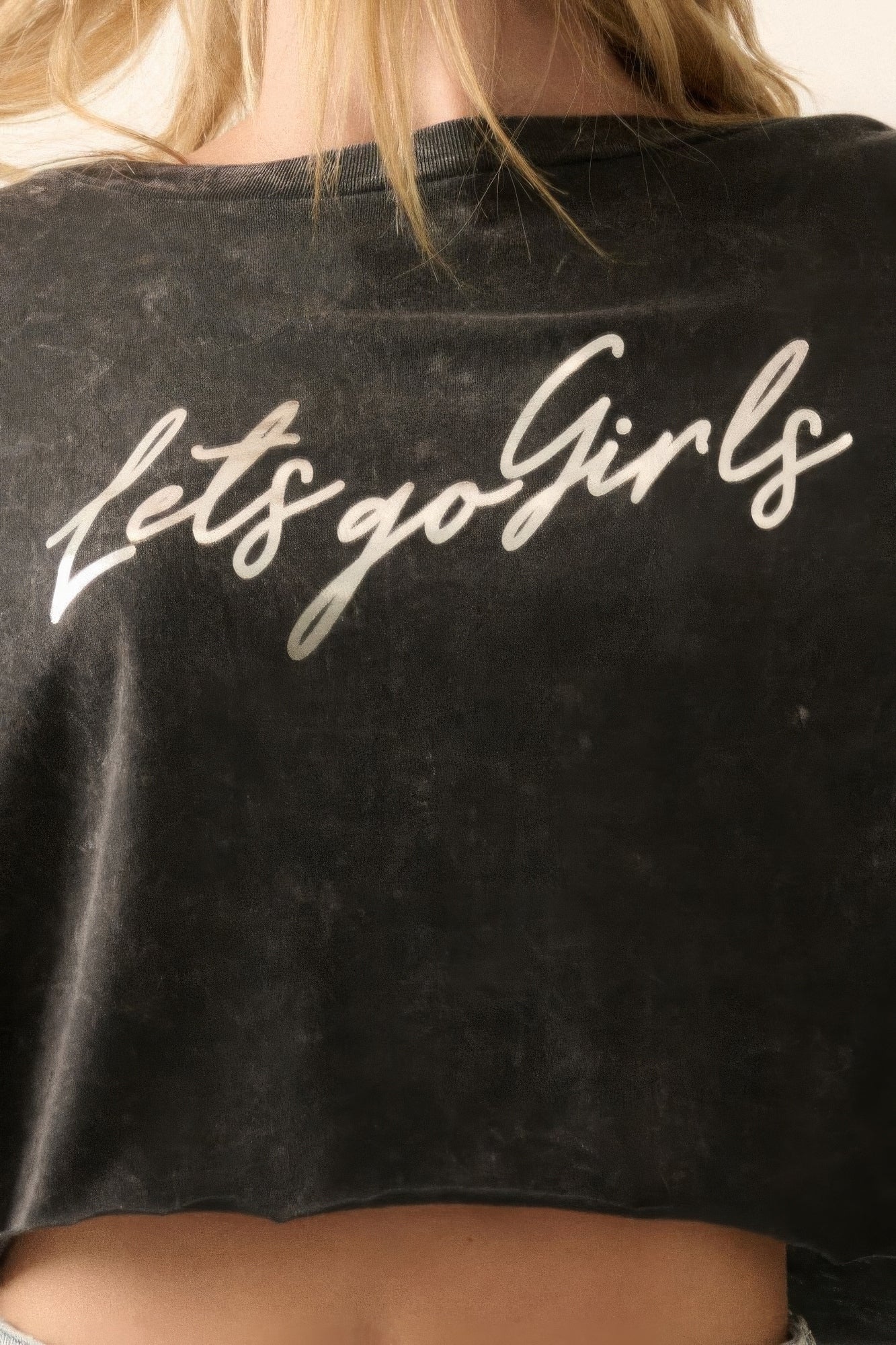 Lets Go Girls Metallic Vintage Wash Graphic Tee - ThingsWeUseAndLove 