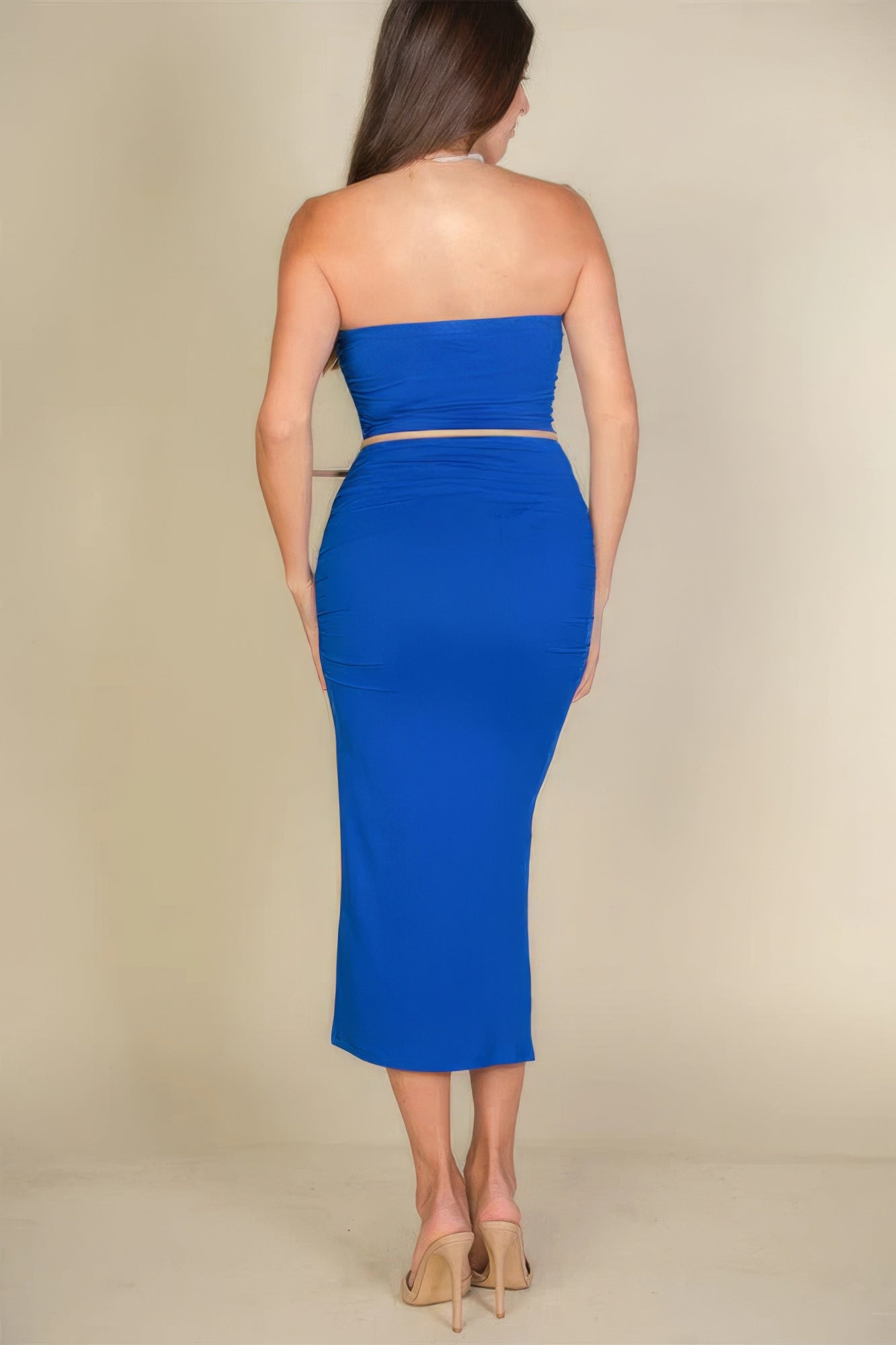 Solid Bodycon Split Hem Tube Dress - ThingsWeUseAndLove 