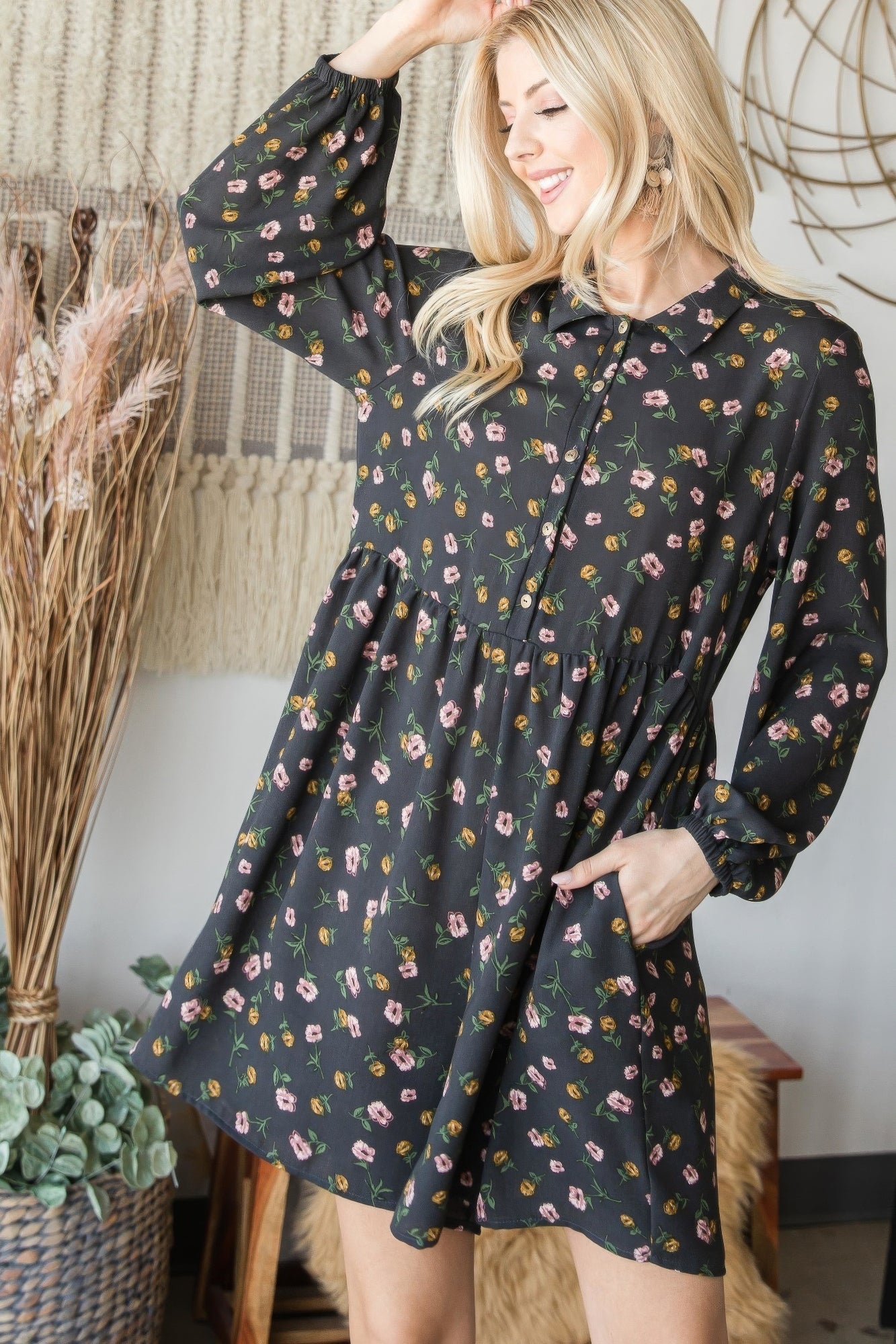 Collared Long Sleeve Romper - ThingsWeUseAndLove 