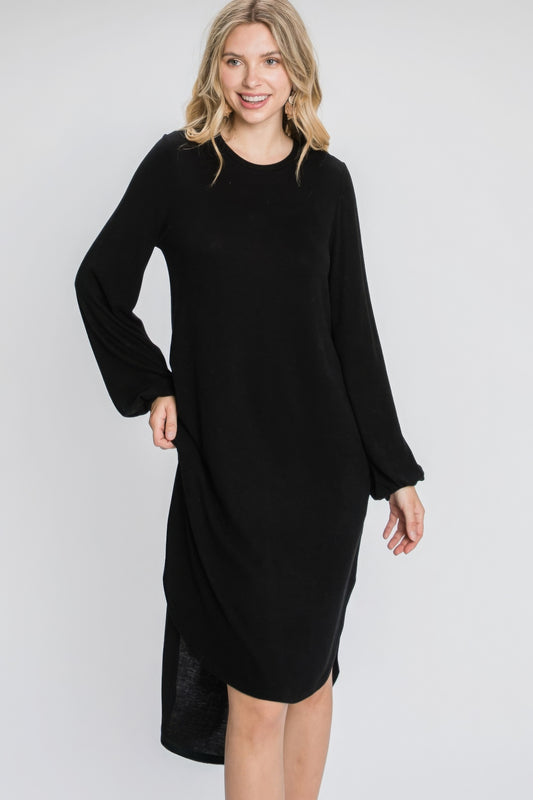 Minimal Long Sleeve Midi Dress - ThingsWeUseAndLove 