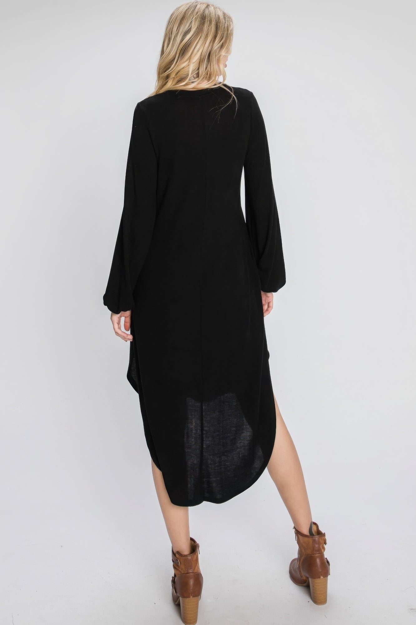 Minimal Long Sleeve Midi Dress - ThingsWeUseAndLove 