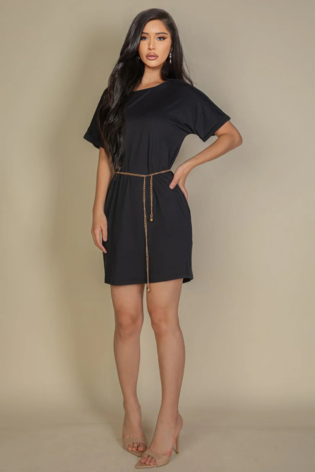 Side Pocket Double Folded Mini Dress - ThingsWeUseAndLove 