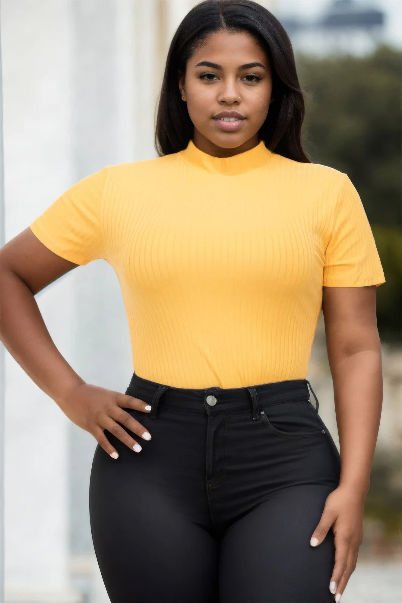 Plus Size Ribbed Short Sleeve Bodysuit - ThingsWeUseAndLove 