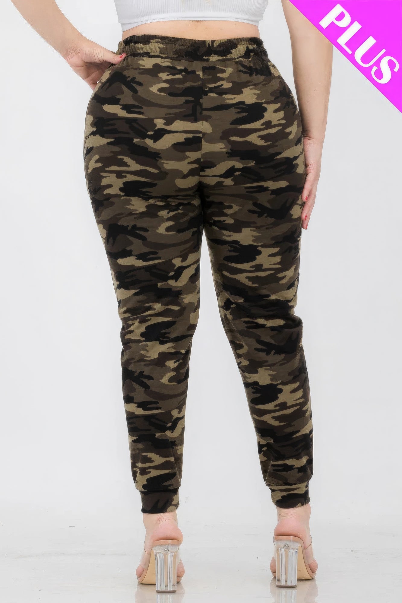 Plus Size French Terry Camo Print Joggers - ThingsWeUseAndLove 