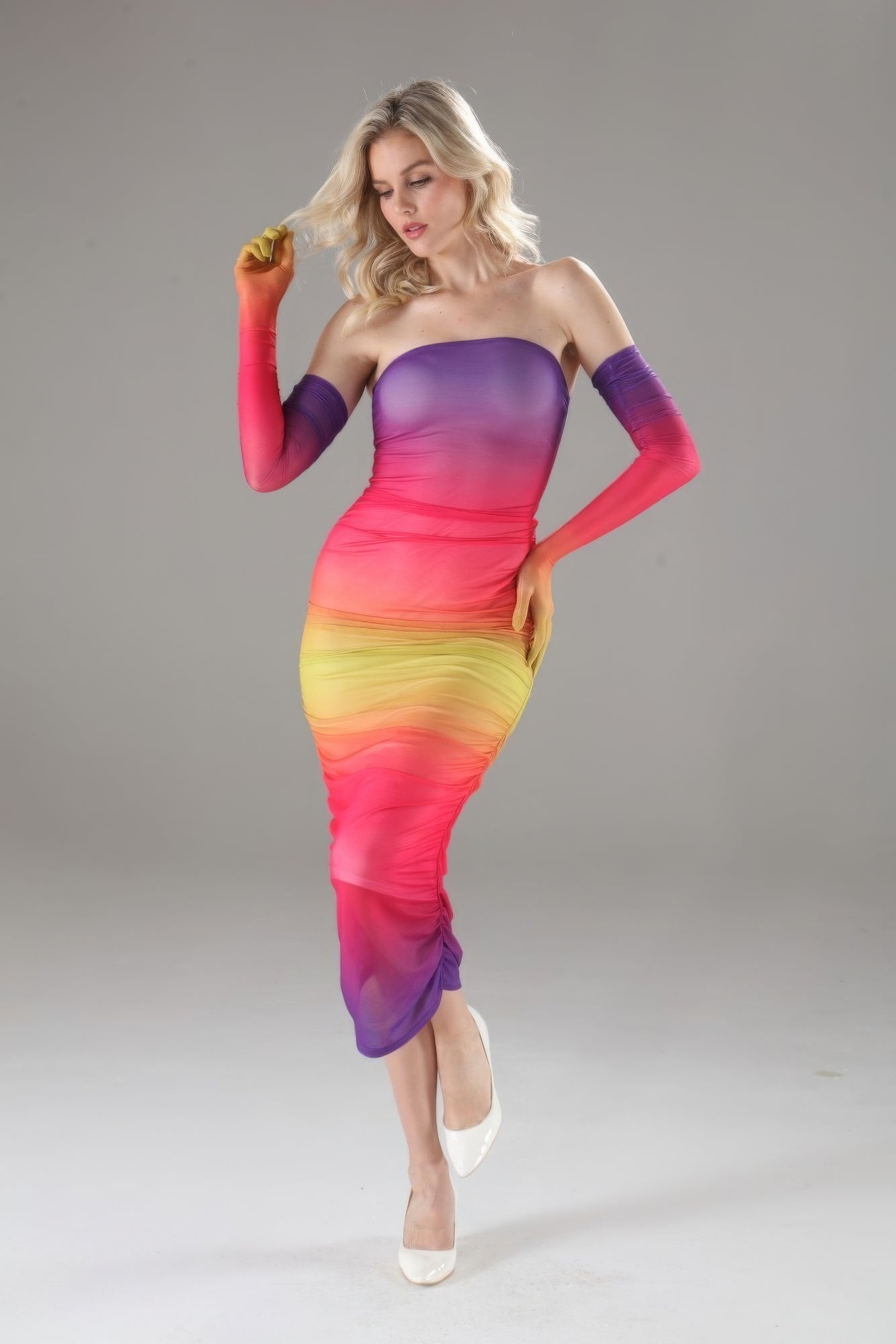 Strapless Dress With Gloves - ThingsWeUseAndLove 