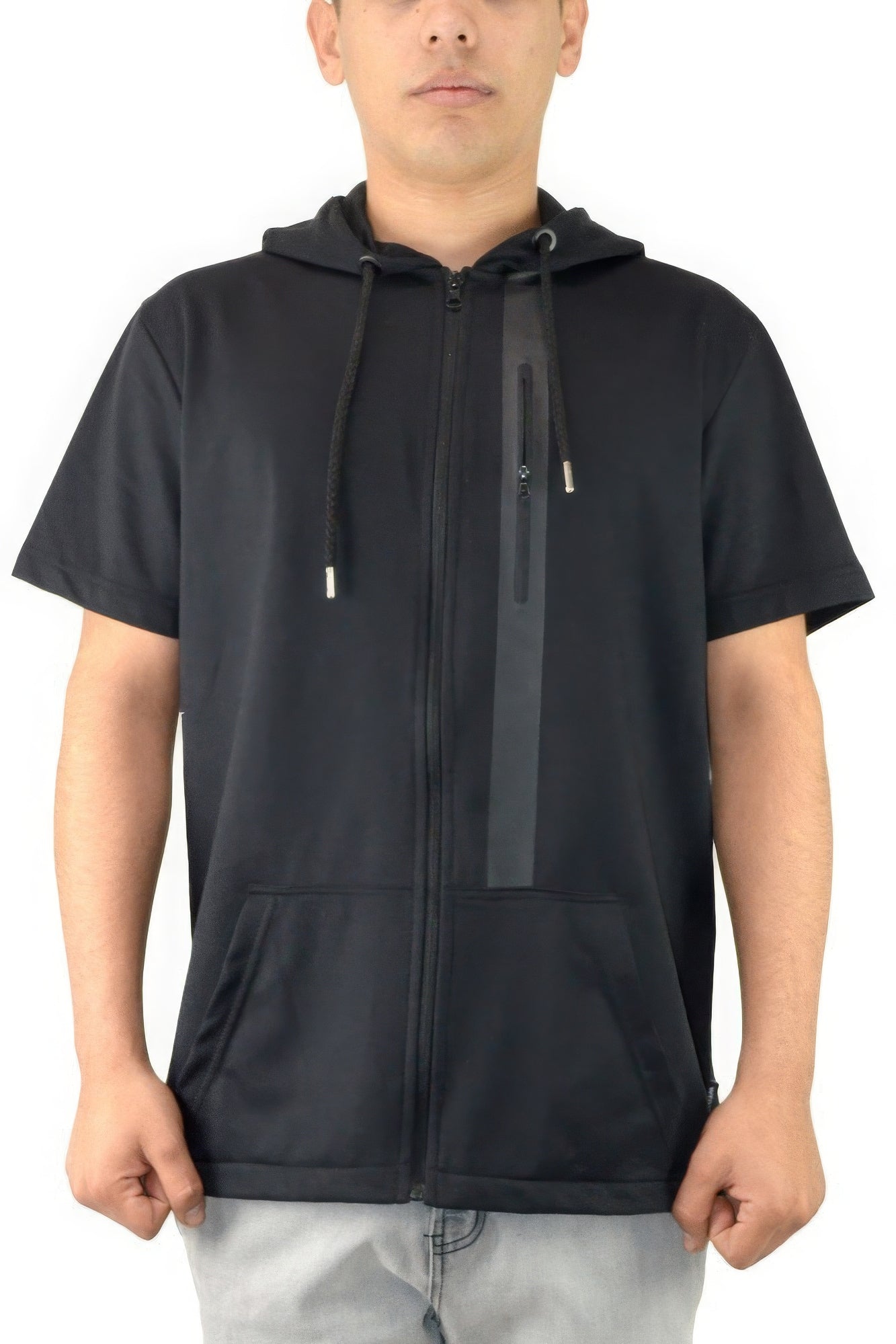 Men's Casual Short Sleeve Zip-up Hoodie Tops - ThingsWeUseAndLove 