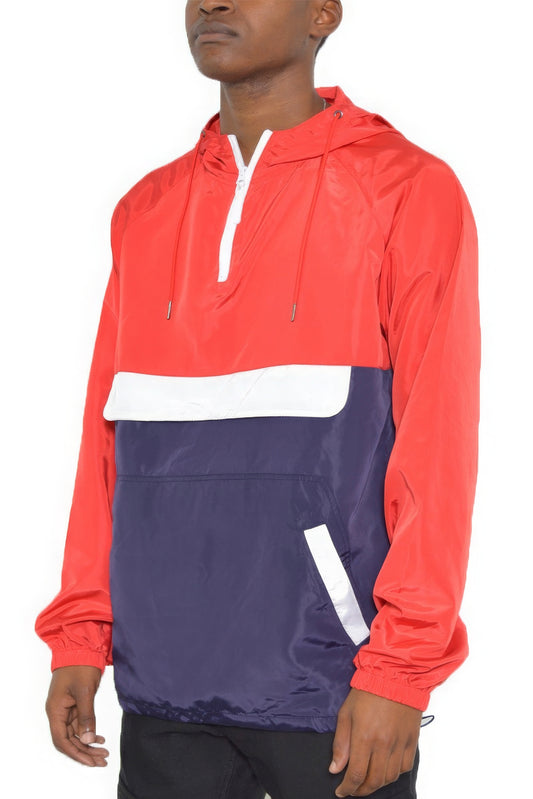 Color Block Anorak Jacket Pullover Windbreaker - ThingsWeUseAndLove 