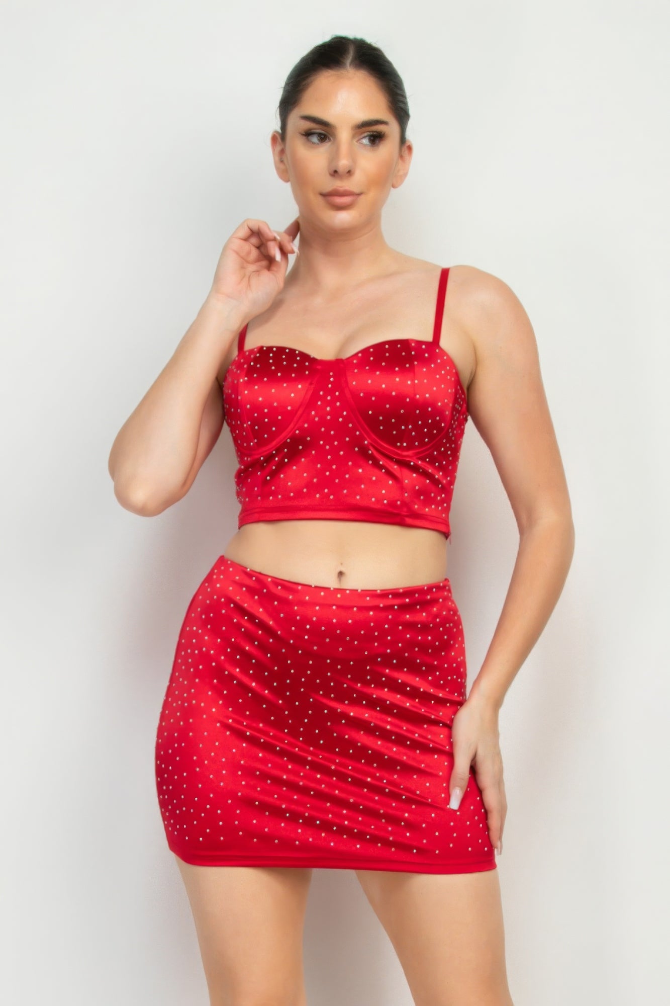 Sweetheart Bustier Rhinestones Crop Top - ThingsWeUseAndLove 