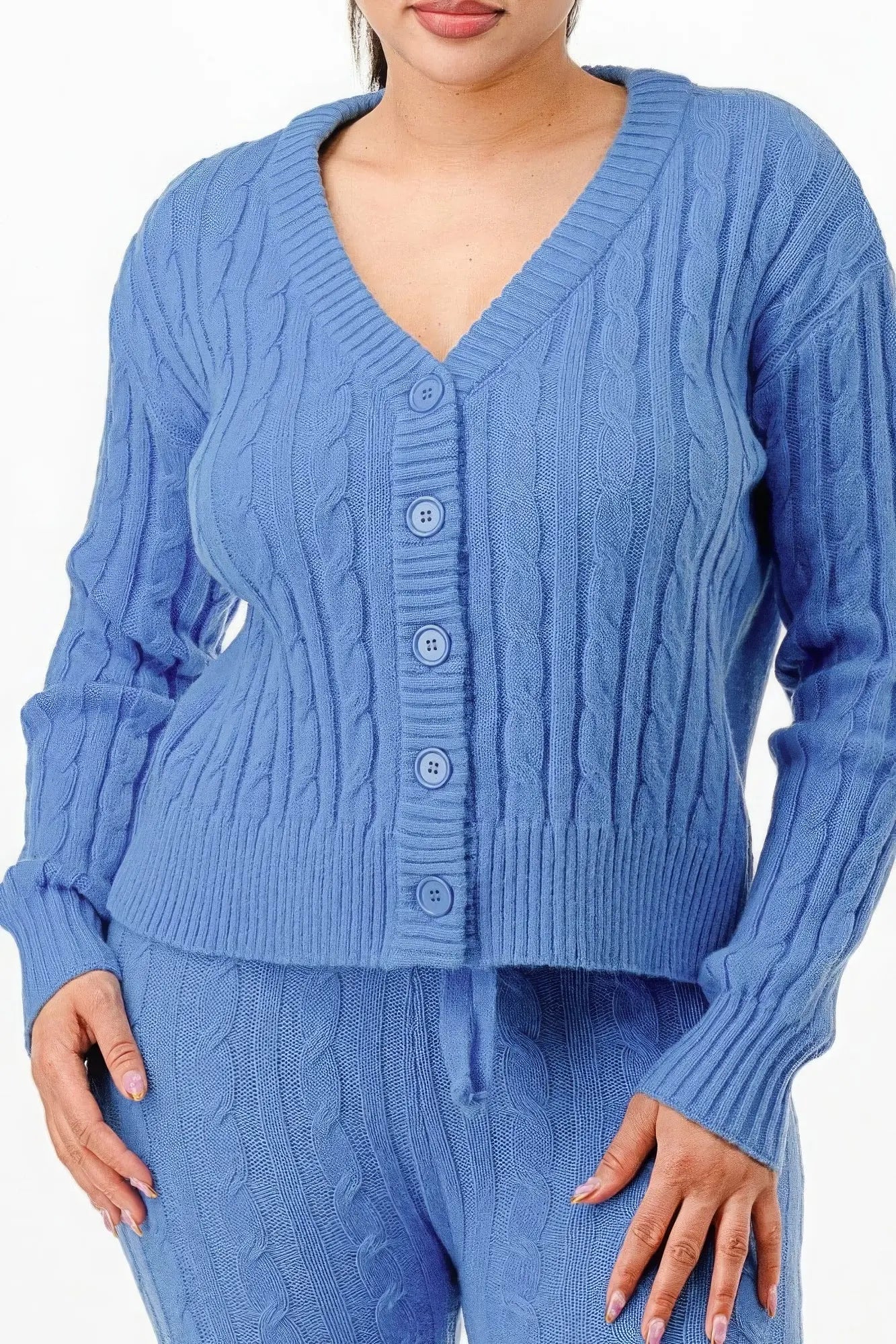 Cable Sweater Cardigan 2pc Set - ThingsWeUseAndLove 