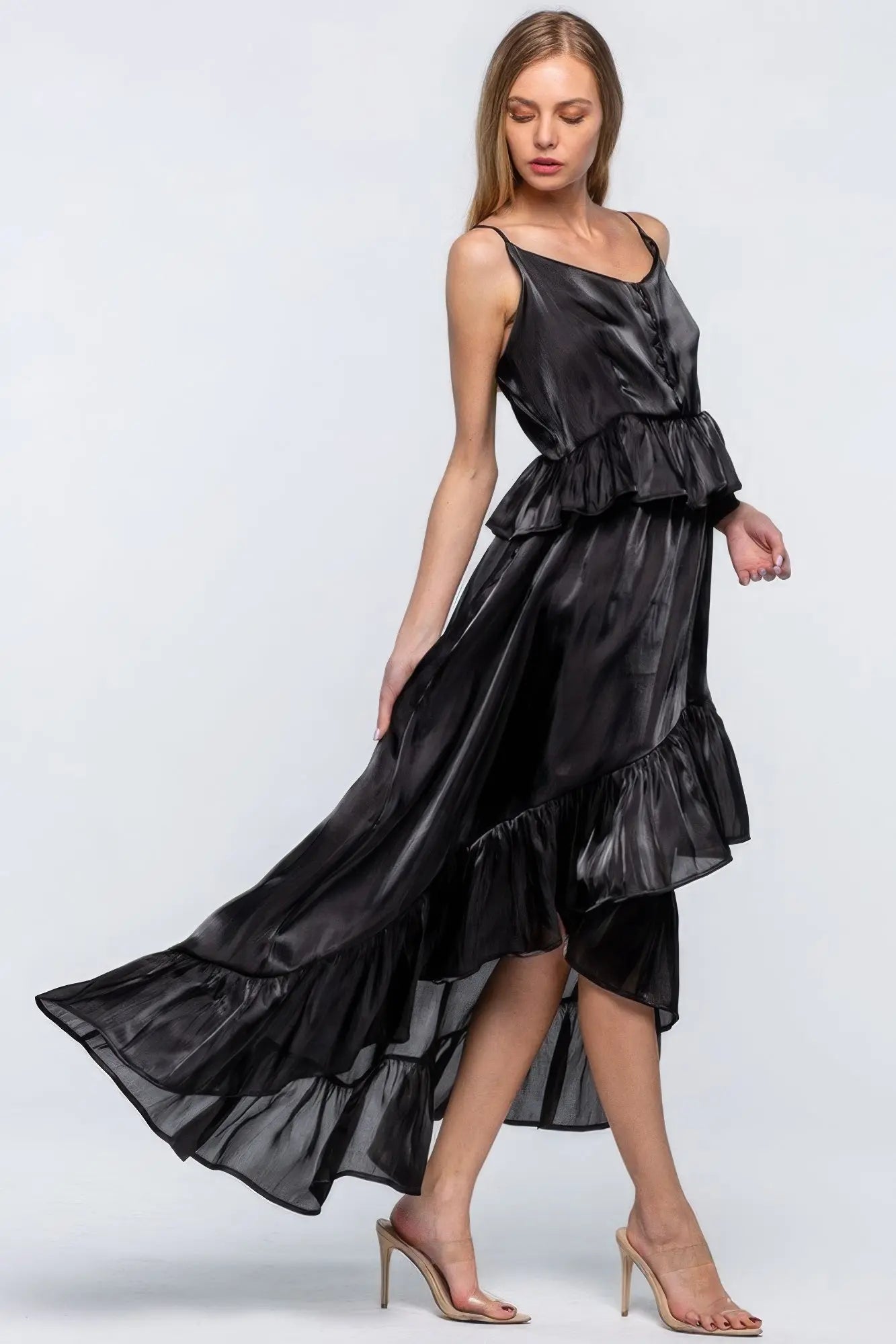 Shimmering Dress With Ruffles - ThingsWeUseAndLove 
