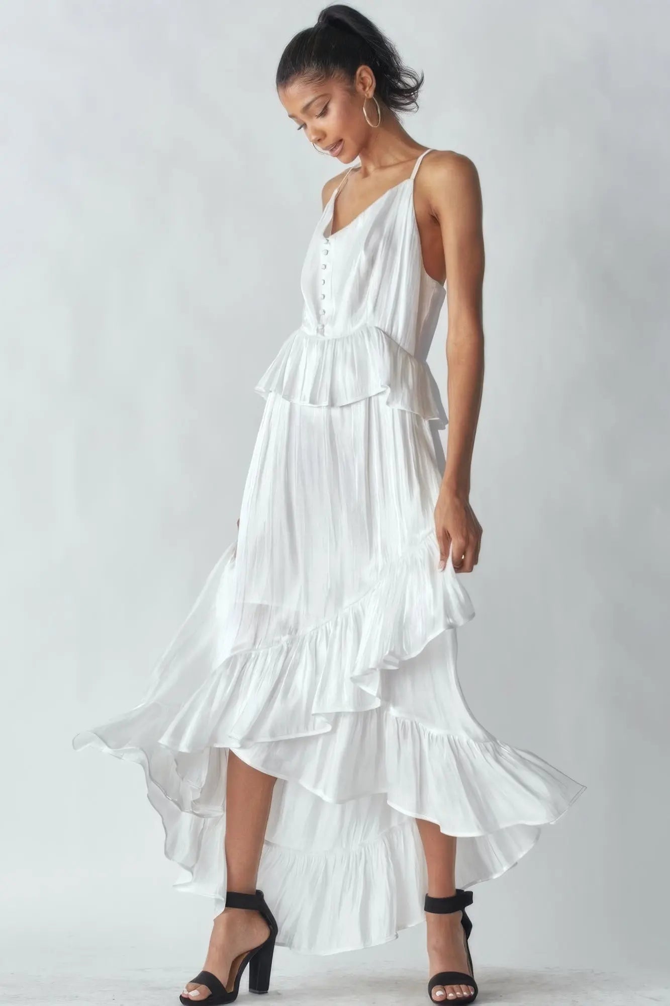 Shimmering Dress With Ruffles - ThingsWeUseAndLove 