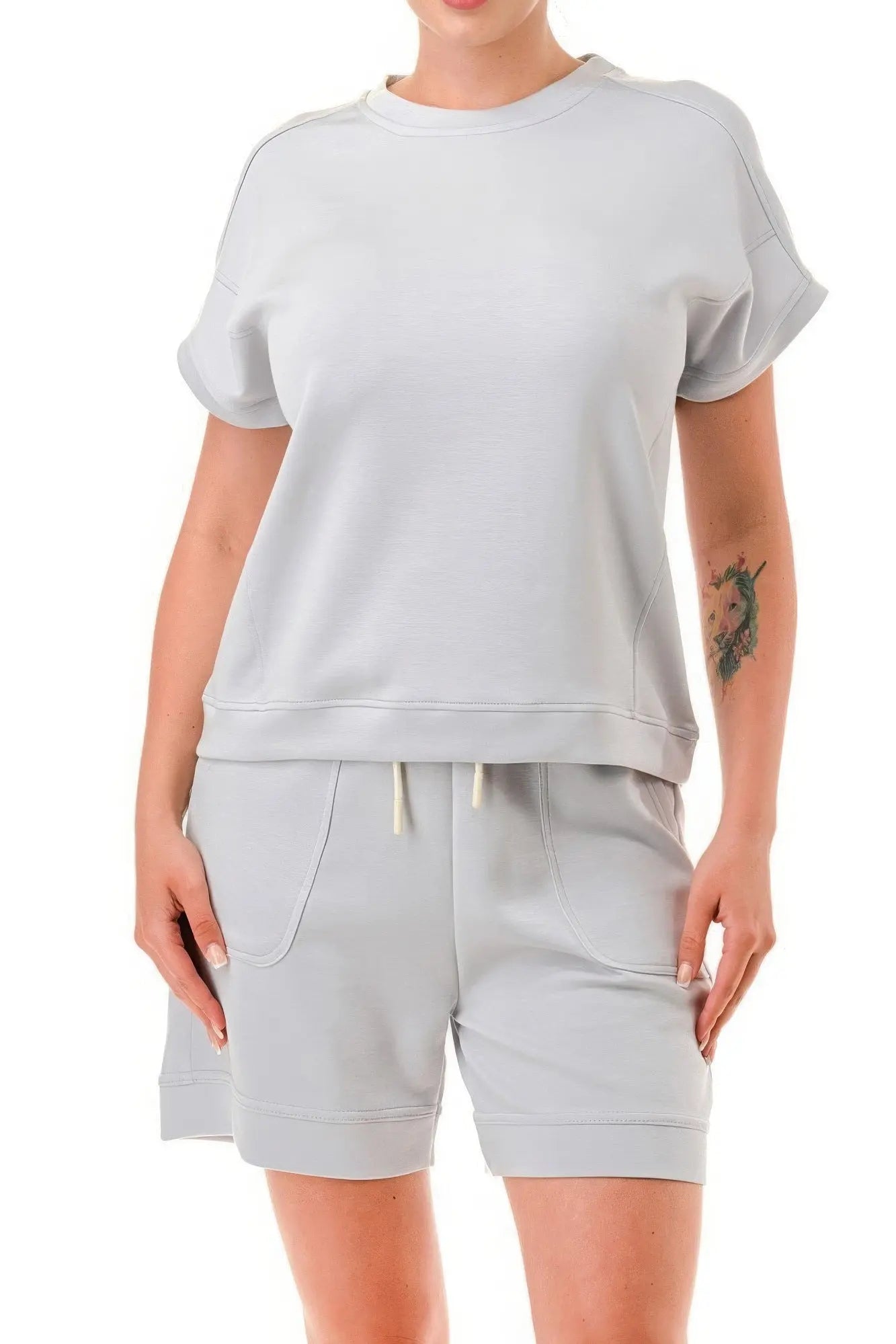 Air Cotton Monochrome Tee And Shorts Set - ThingsWeUseAndLove 