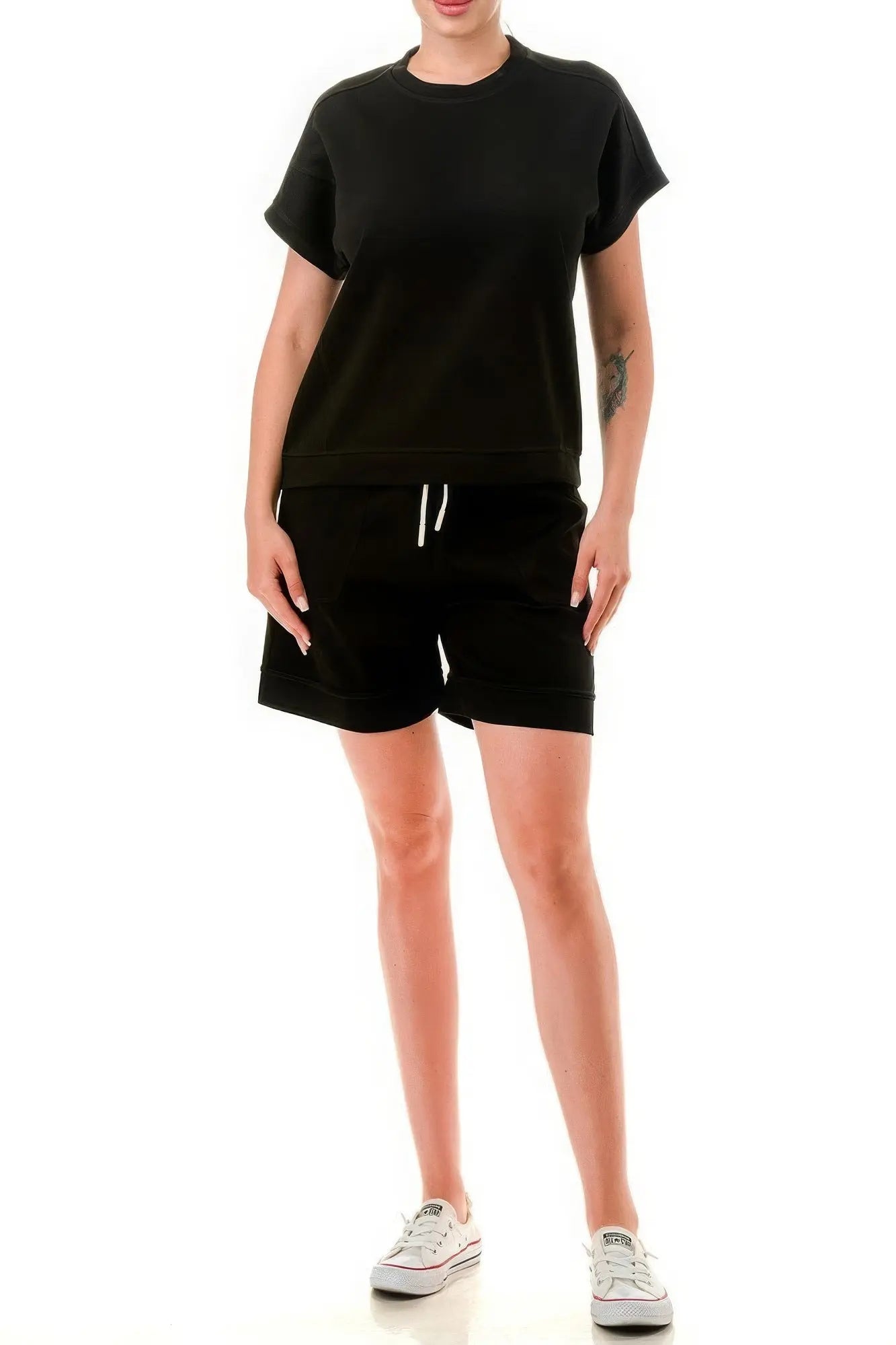 Air Cotton Monochrome Tee And Shorts Set - ThingsWeUseAndLove 