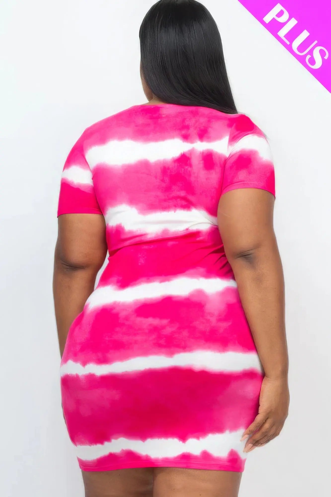 Plus Size Tie-dye Print Bodycon Dress - ThingsWeUseAndLove 