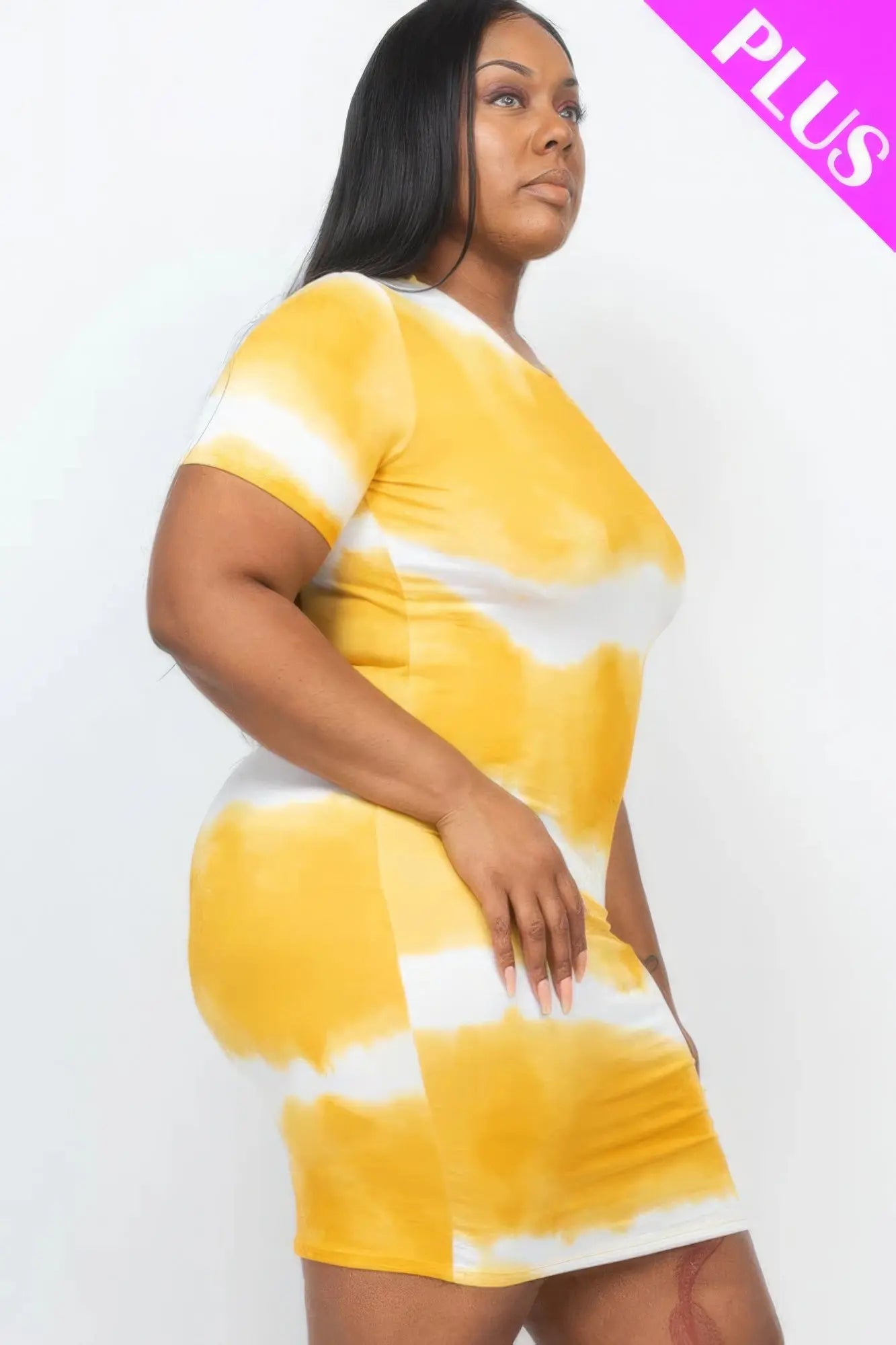 Plus Size Tie-dye Print Bodycon Dress - ThingsWeUseAndLove 