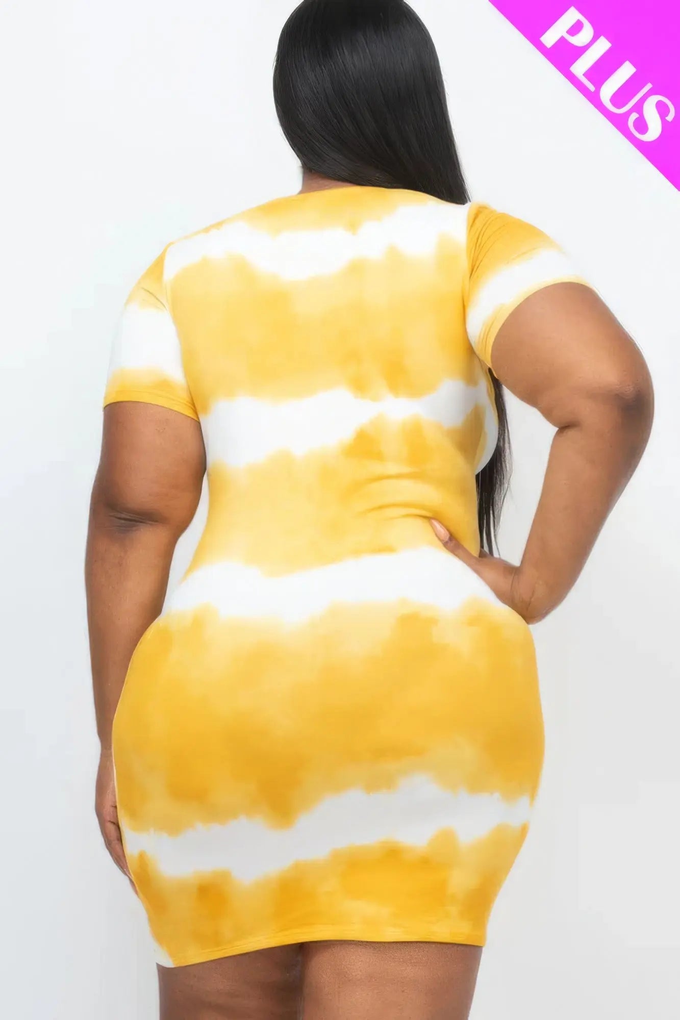 Plus Size Tie-dye Print Bodycon Dress - ThingsWeUseAndLove 