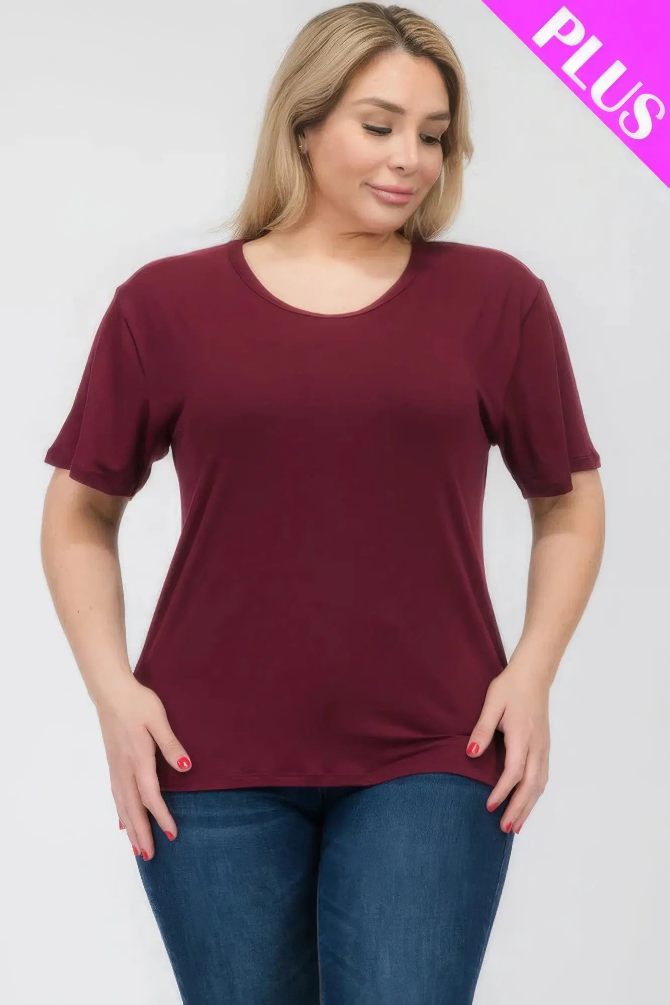 Plus Size Basic Short Sleeve T-shirt - ThingsWeUseAndLove 