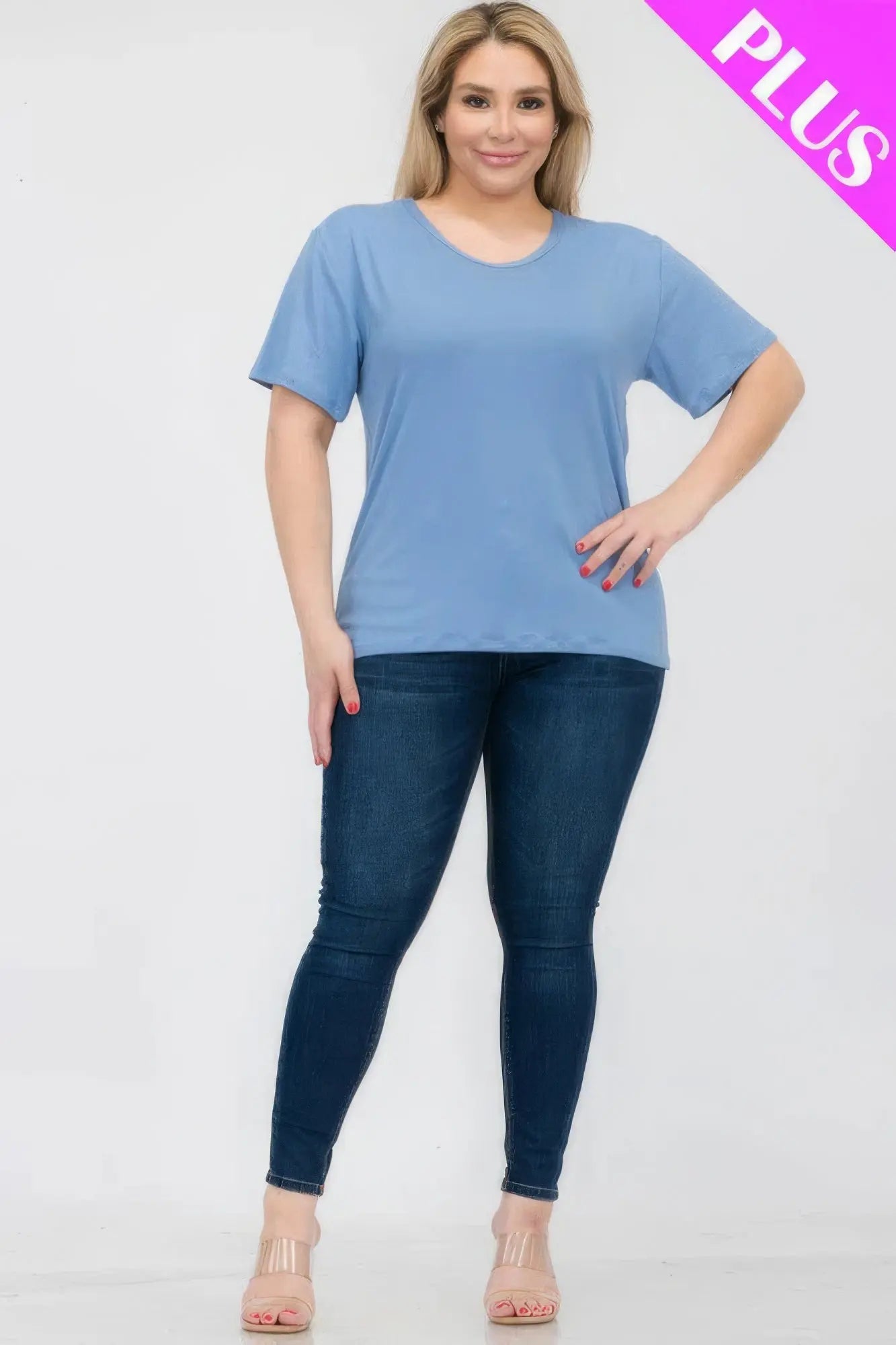 Plus Size Basic Short Sleeve T-shirt - ThingsWeUseAndLove 