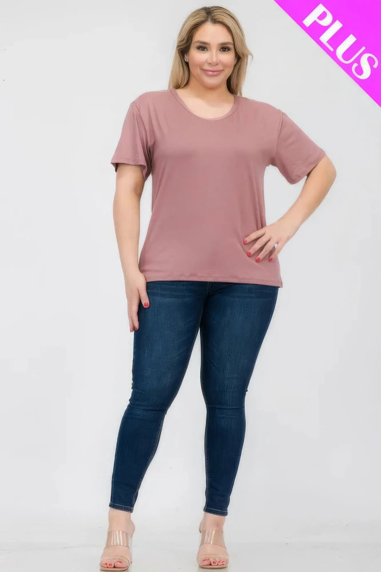 Plus Size Basic Short Sleeve T-shirt - ThingsWeUseAndLove 