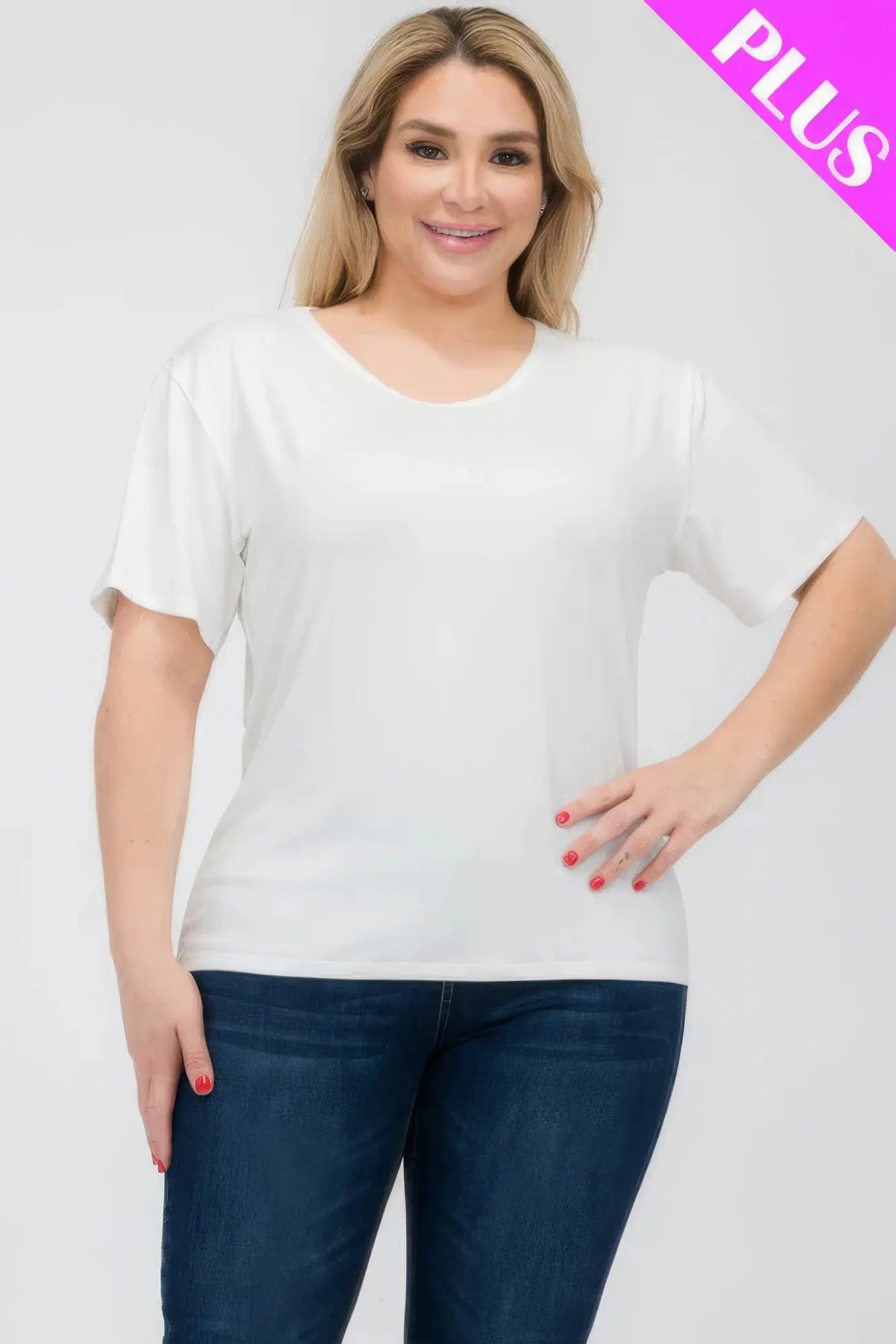 Plus Size Basic Short Sleeve T-shirt - ThingsWeUseAndLove 