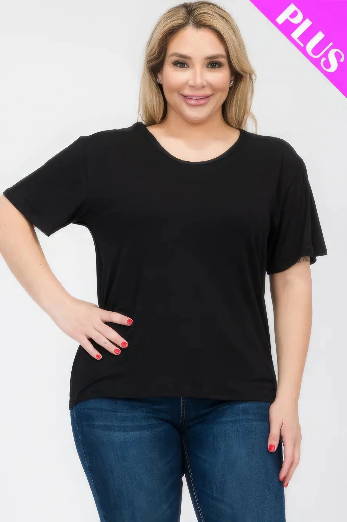 Plus Size Basic Short Sleeve T-shirt - ThingsWeUseAndLove 