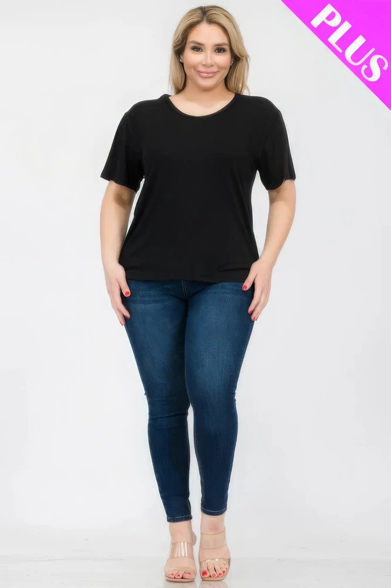 Plus Size Basic Short Sleeve T-shirt - ThingsWeUseAndLove 