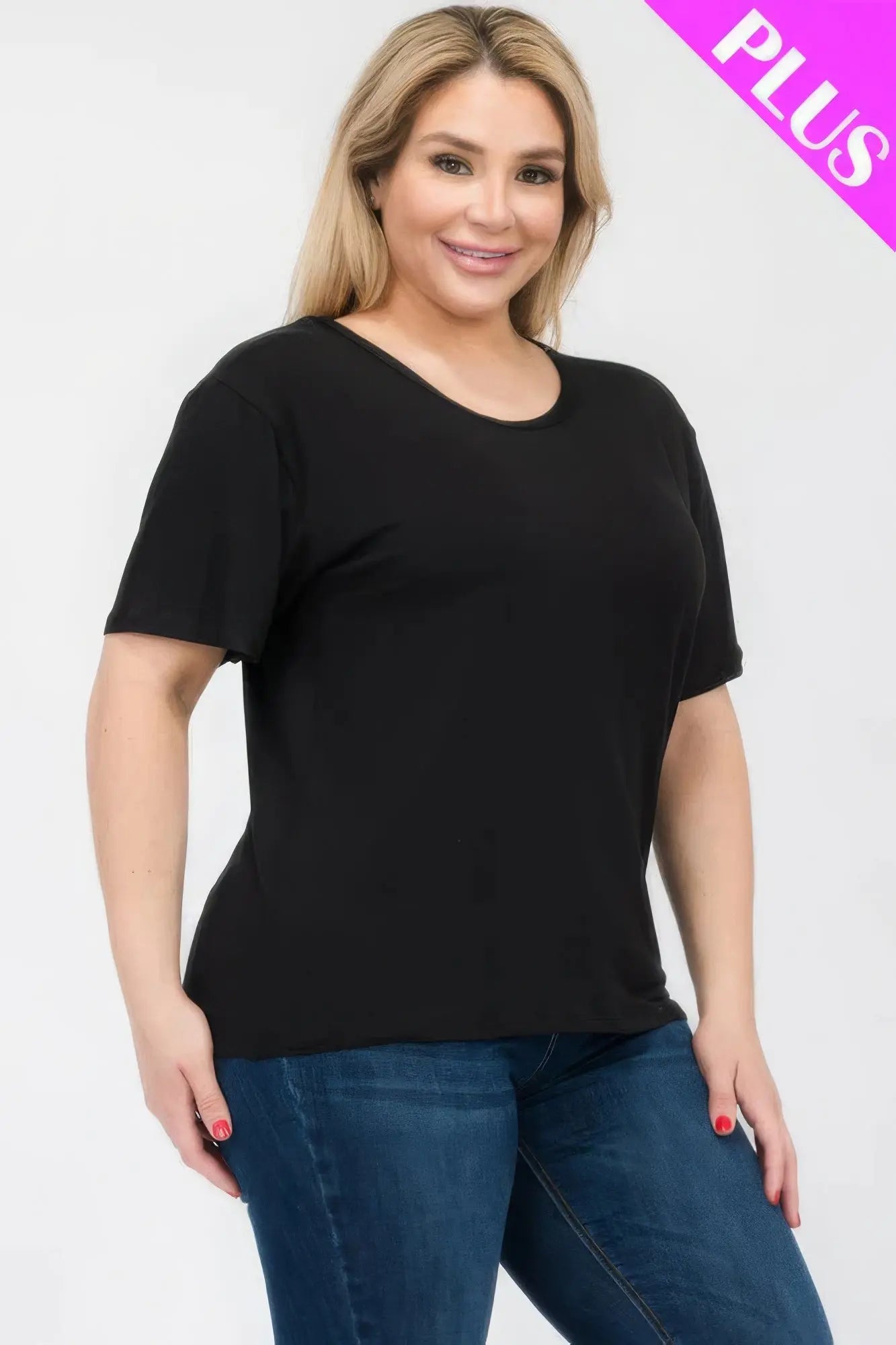 Plus Size Basic Short Sleeve T-shirt - ThingsWeUseAndLove 