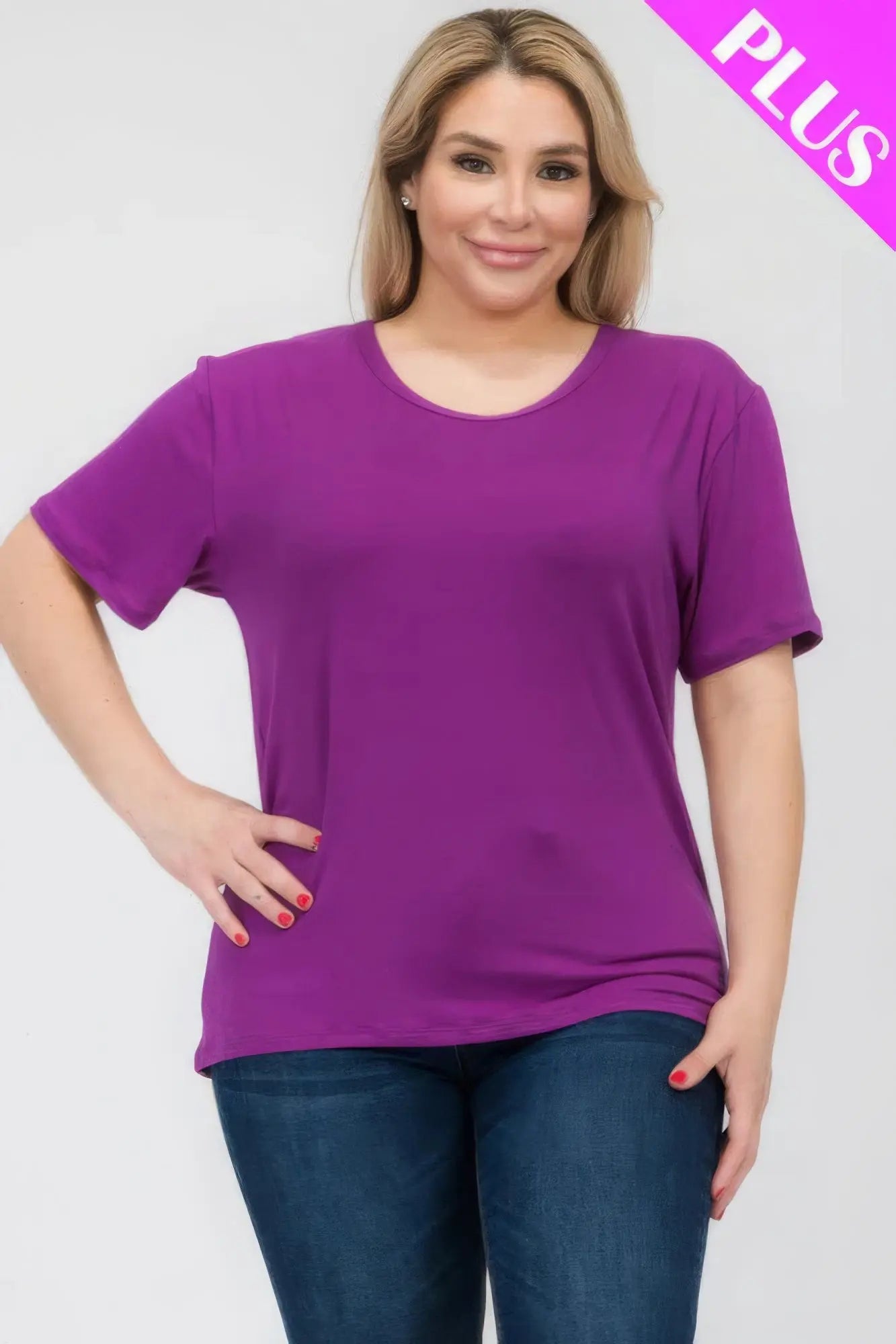 Plus Size Basic Short Sleeve T-shirt - ThingsWeUseAndLove 