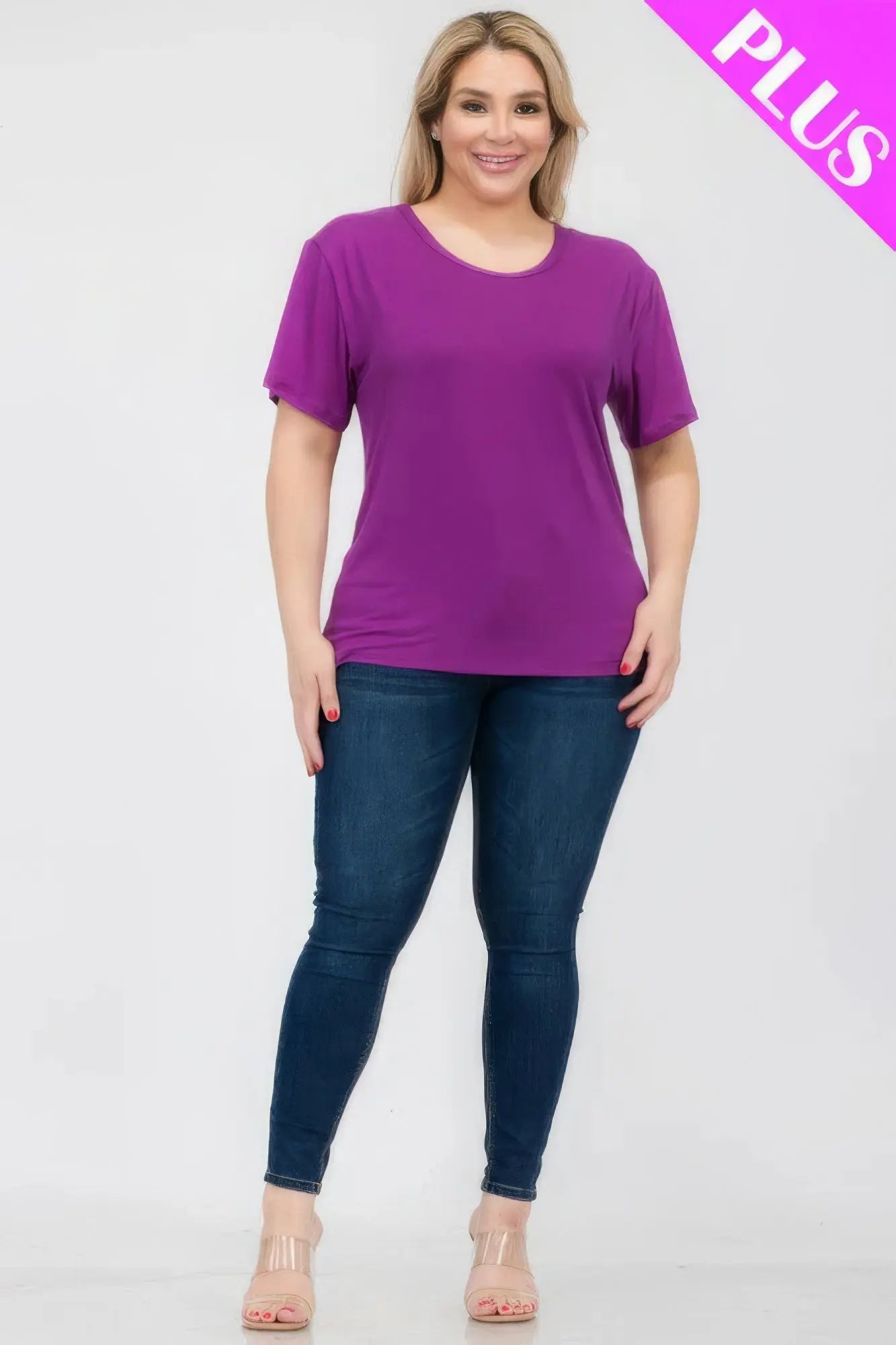 Plus Size Basic Short Sleeve T-shirt - ThingsWeUseAndLove 